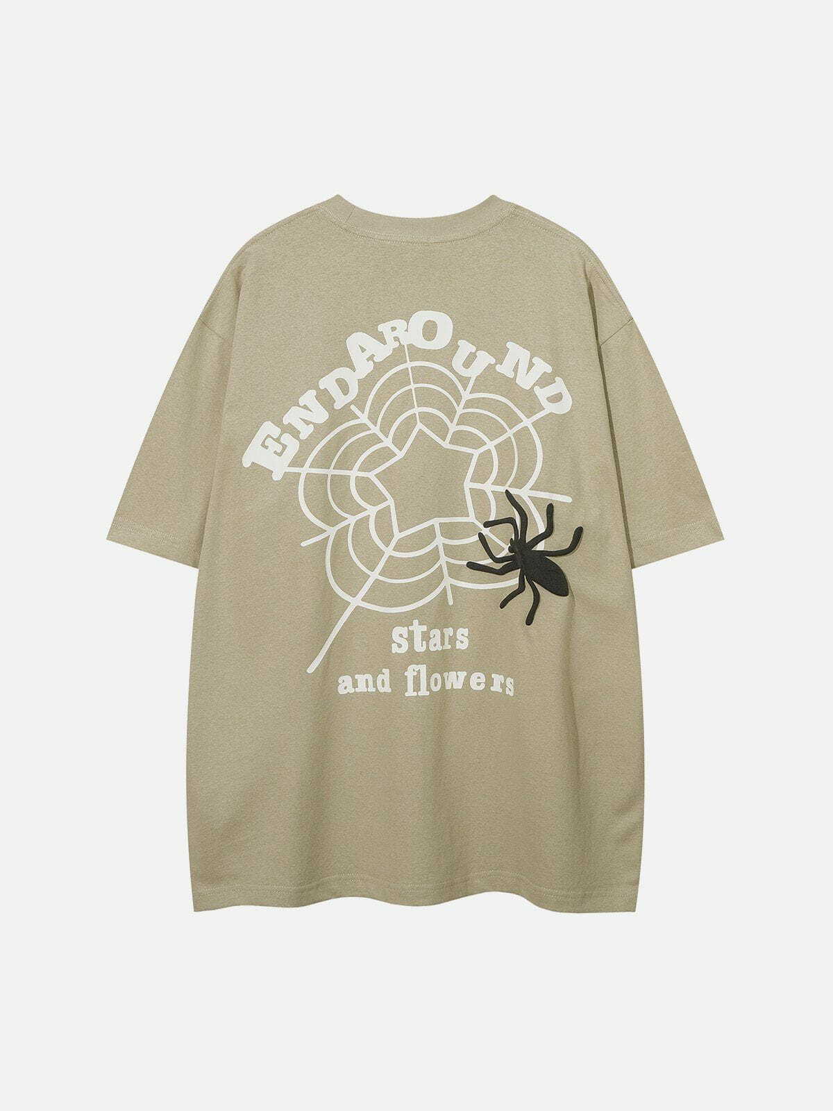 Y2K Aesthetic Spider Foam Print Tee - Cute Grunge Top for Coquette & Soft Girl Styles