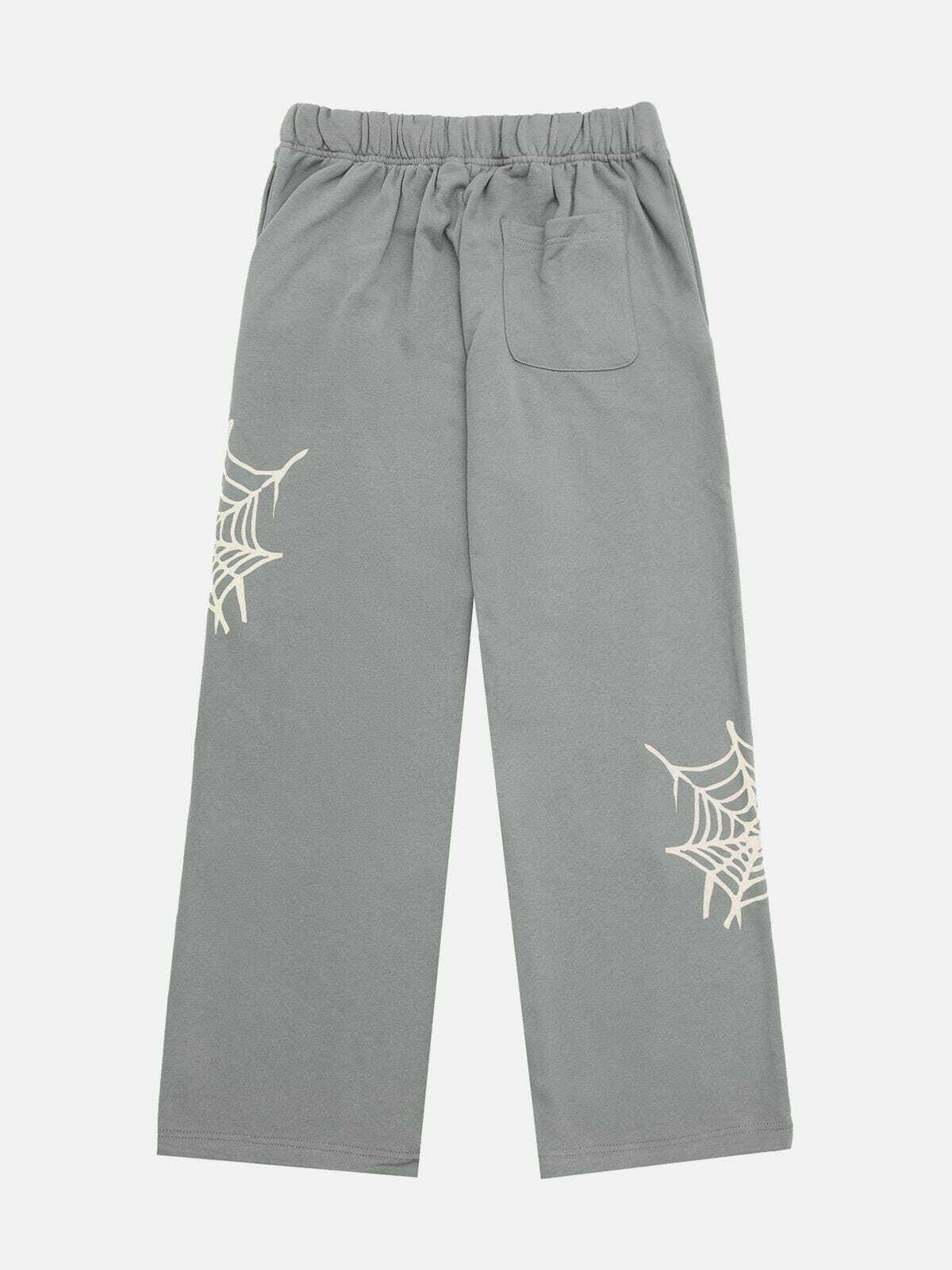 Y2K Aesthetic Spider Web Print Pants - Grunge Style, Cute & Comfy for Unique Outfits