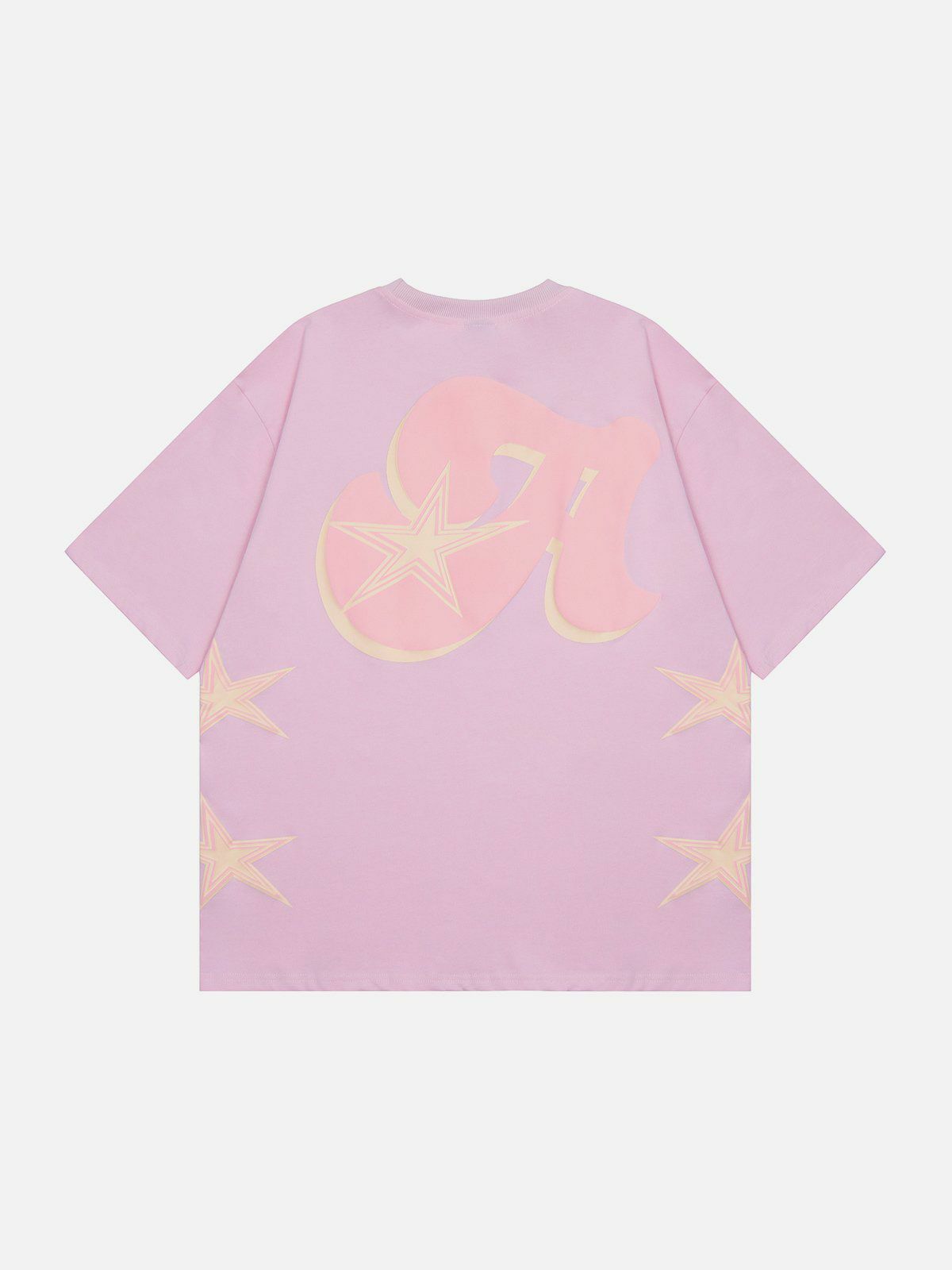 Y2K Aesthetic Star Foam Printing Tee - Cute Tops for Coquette, Grunge, and Pastel Goth Styles