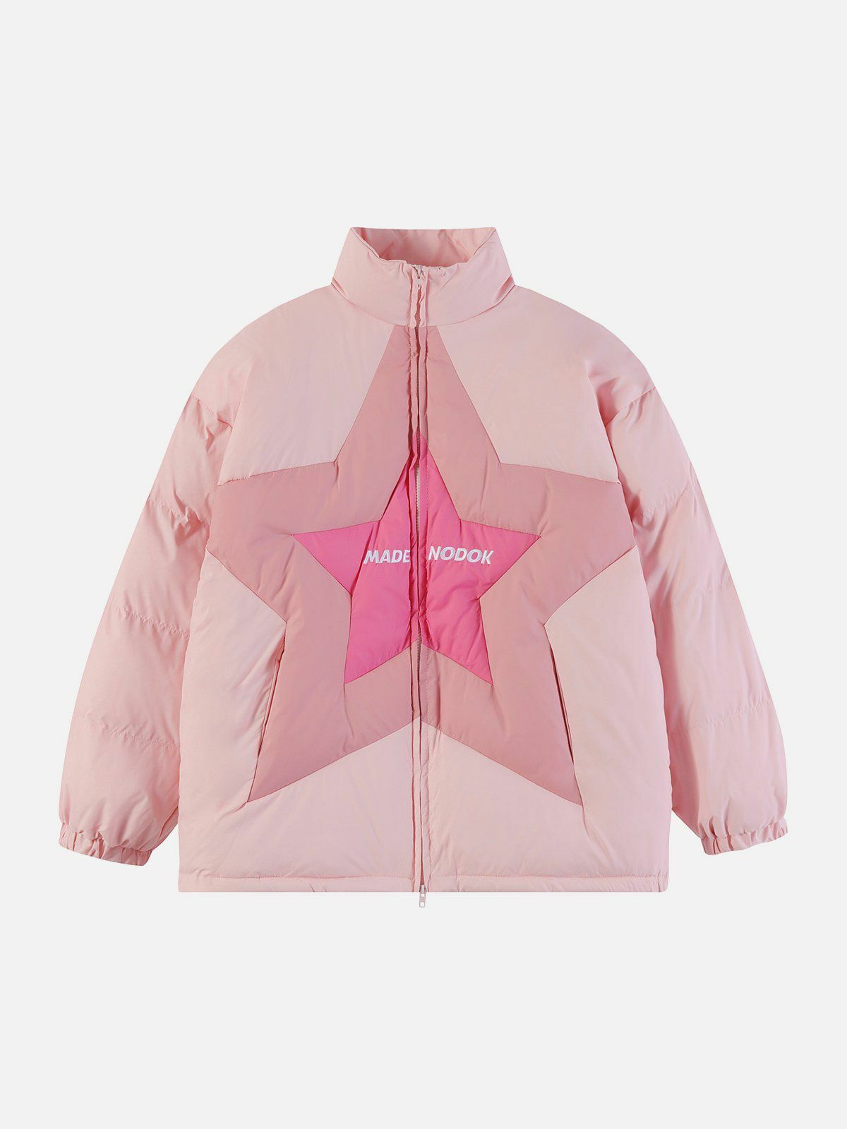 Y2K Aesthetic Star Patchwork Gradient Winter Coat - Cozy Grunge Style Outerwear