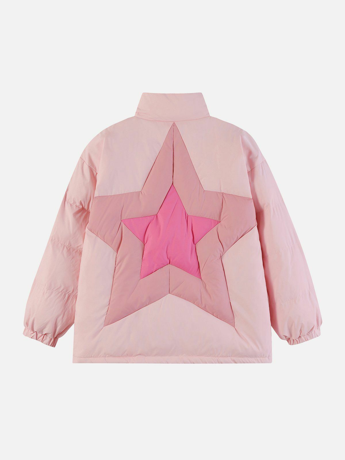 Y2K Aesthetic Star Patchwork Gradient Winter Coat - Cozy Grunge Style Outerwear