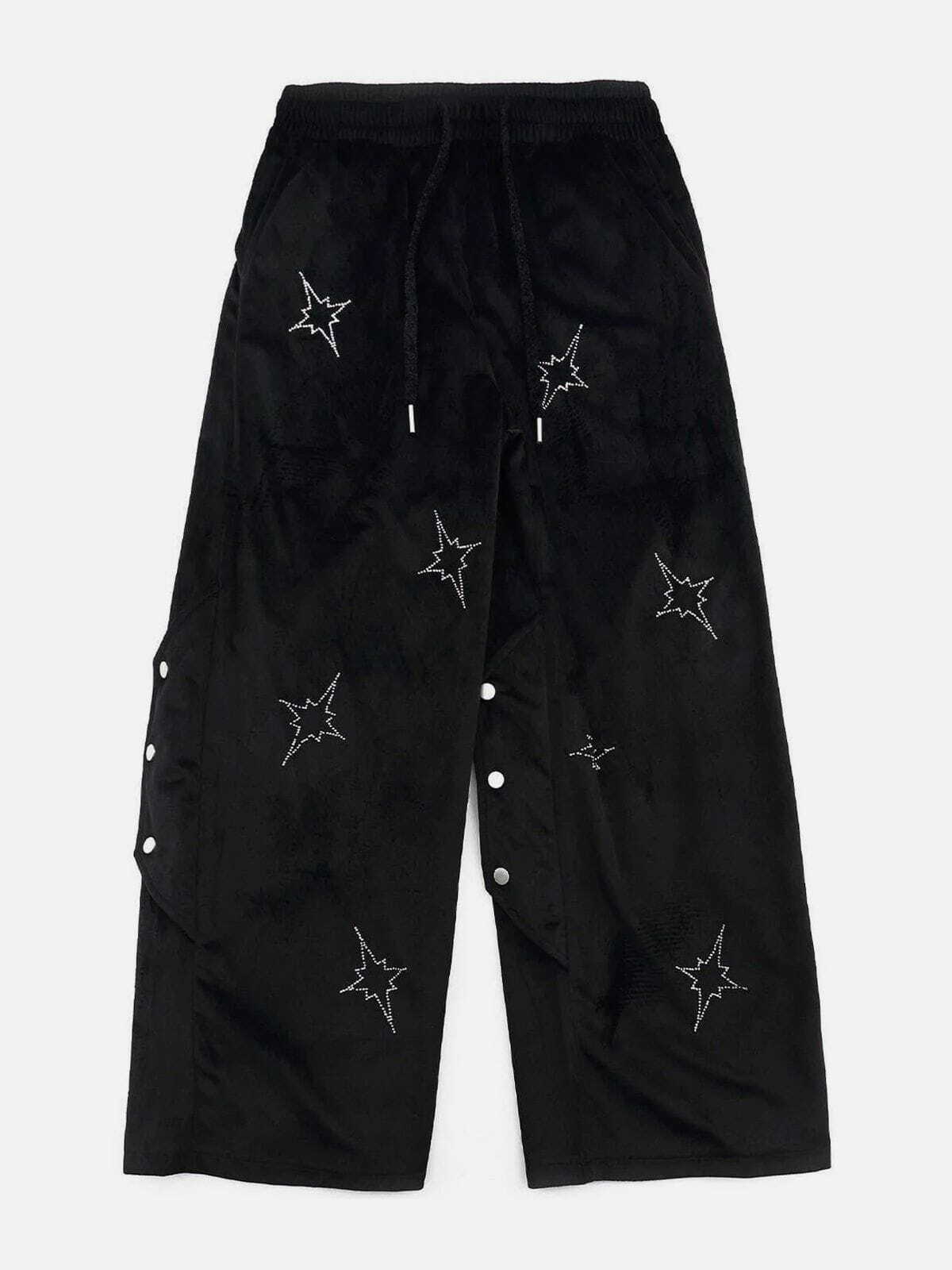 Y2K Aesthetic Star Sticker Diamond Pants - Cute Grunge Style for Trendy Outfits