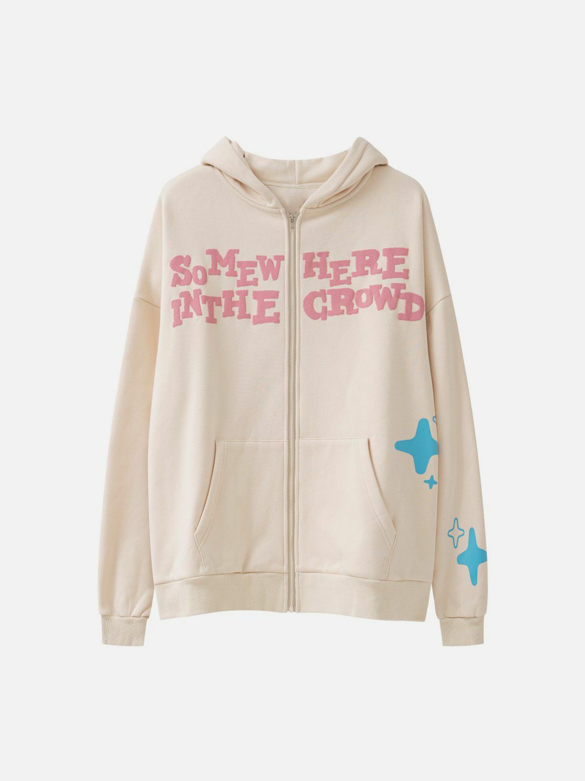 Y2K Aesthetic Stars Foam Hoodie - Comfy Cute Top for Grunge, Coquette, and Pastel Goth Styles