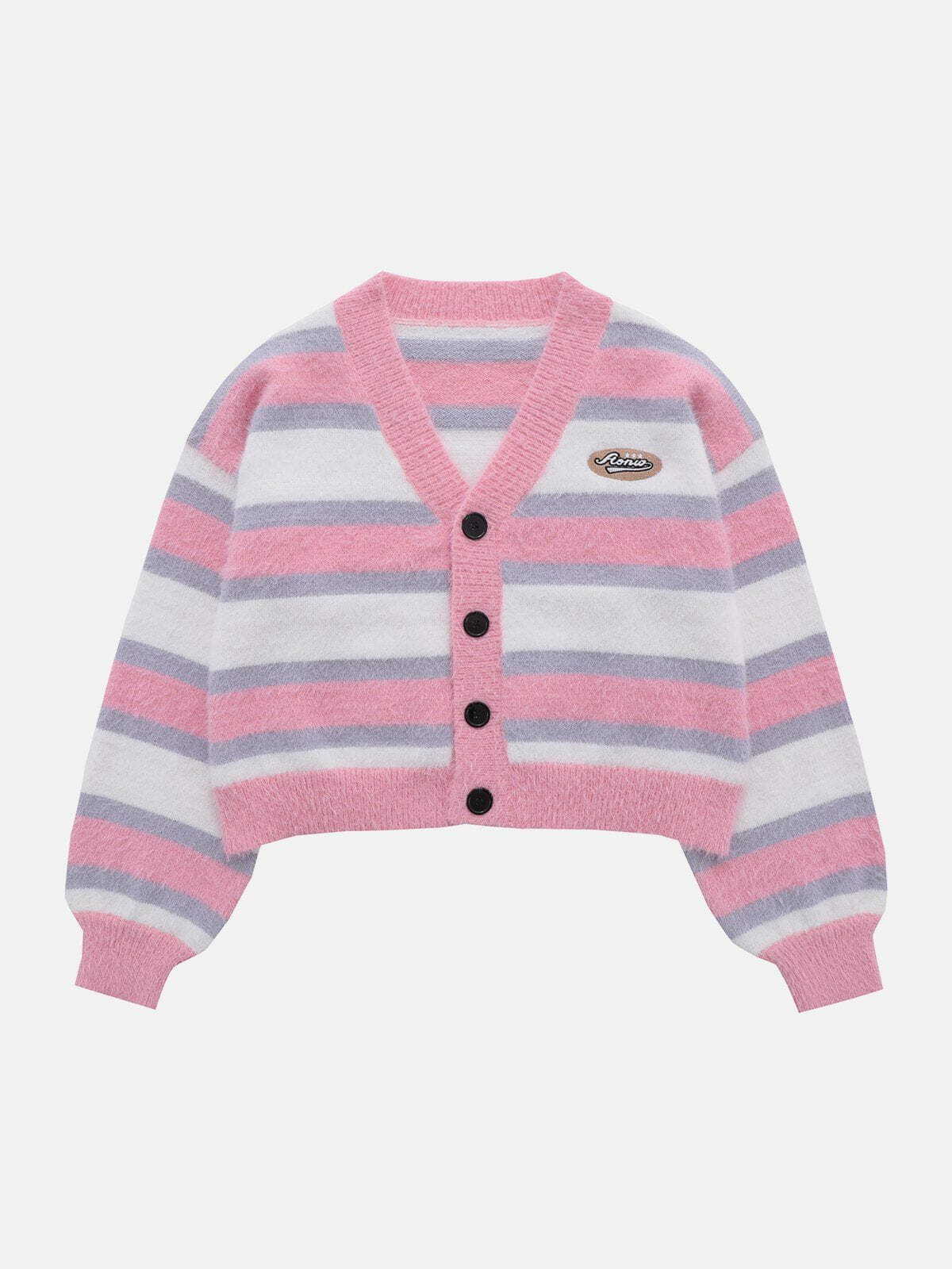 Y2K Aesthetic Striped Cardigan - Cute Comfy Layering for Coquette & Grunge Styles