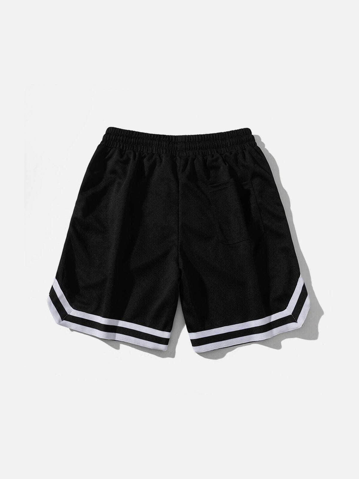 Y2K Aesthetic Striped Sports Shorts - Comfy Grunge Style for Cute Outfits & Active Days