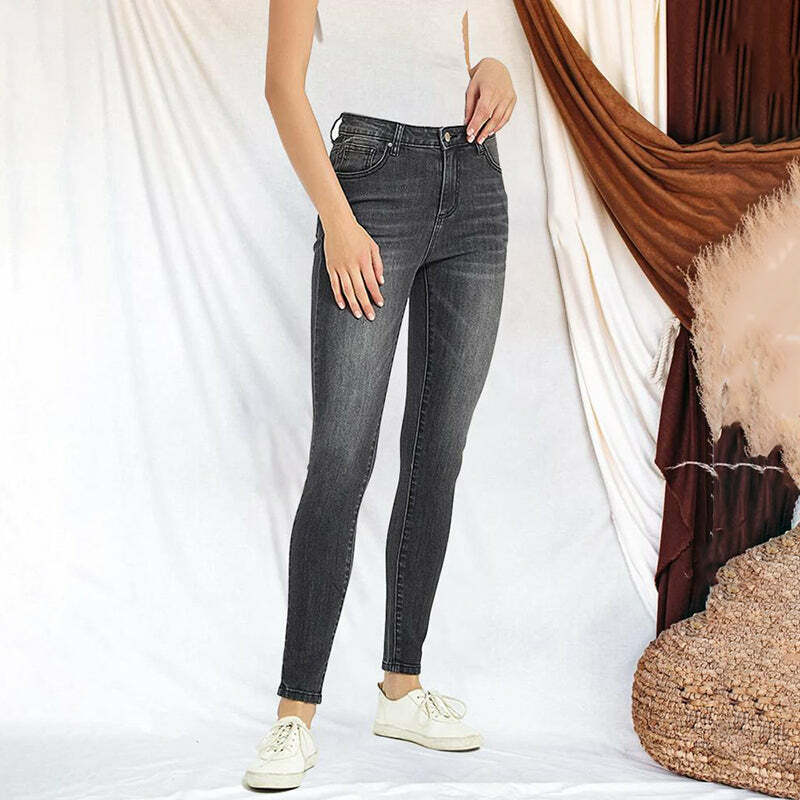 Y2K Aesthetic Women's Skinny Denim Jeans - Cute, Comfy, and Perfect for Grunge & Coquette Styles