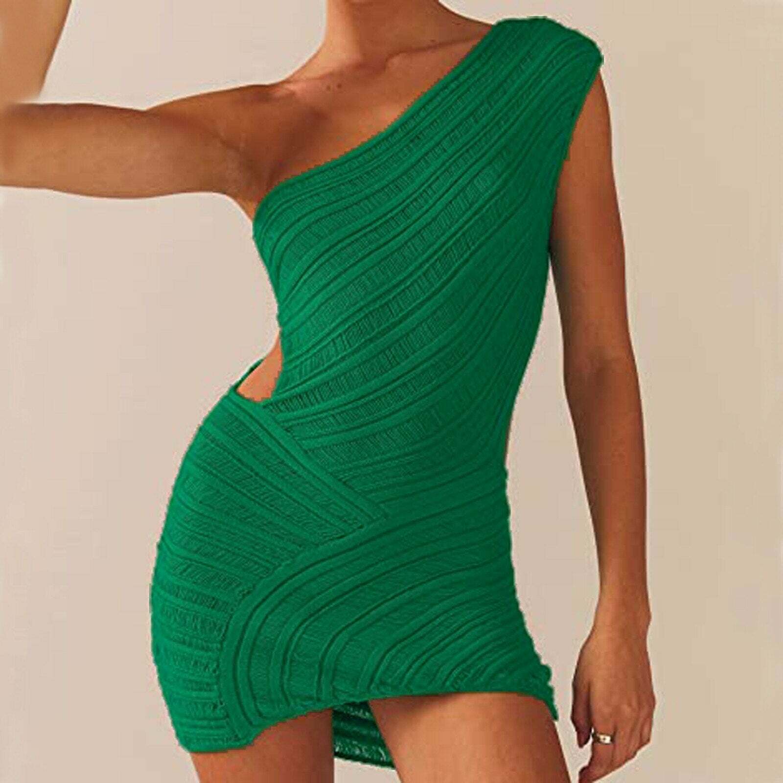 Y2K Beach Streetwear Mini Sweater Dress with Cutouts - Cute Coquette Aesthetic Fashion