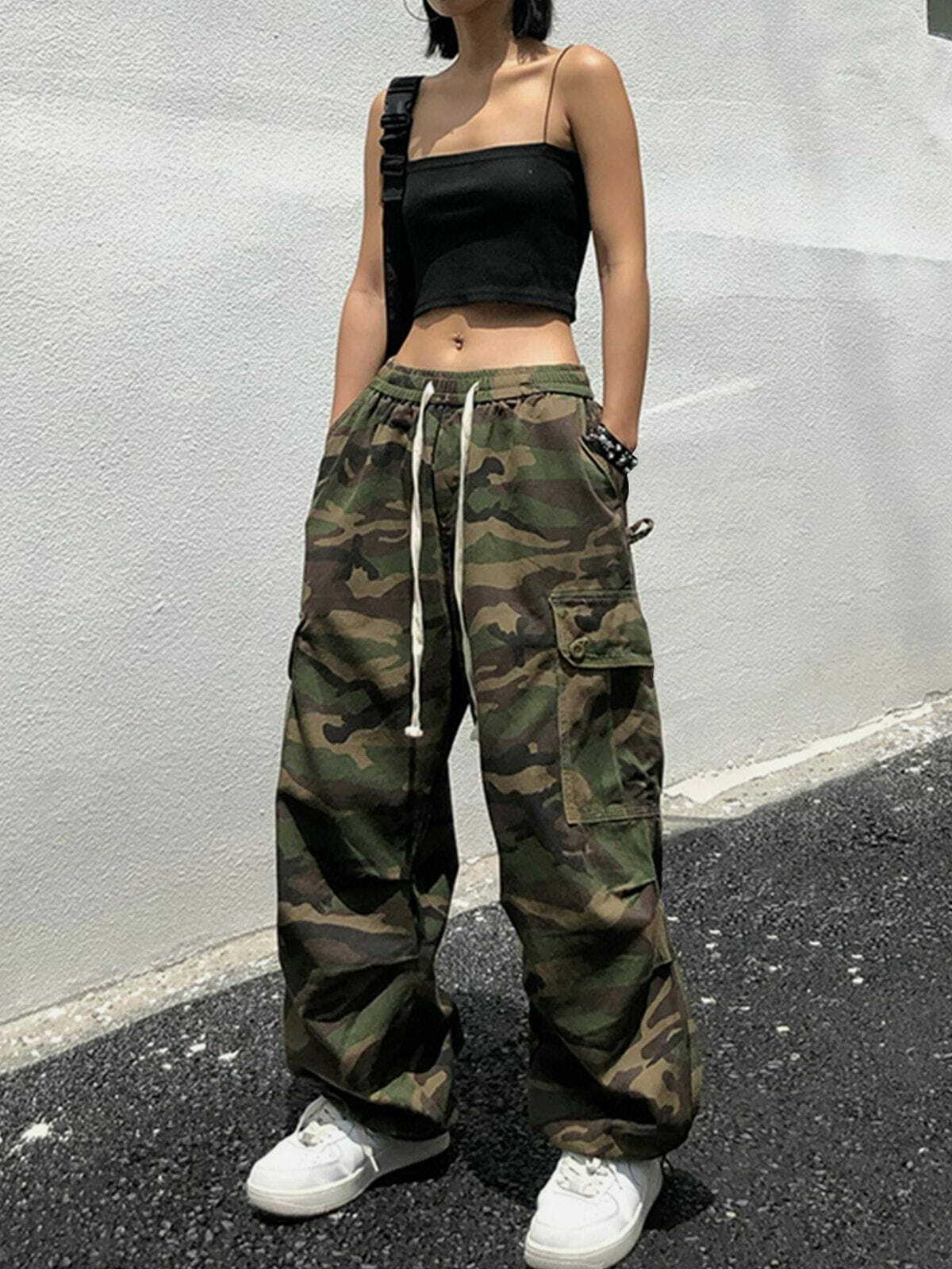 Y2K Camouflage Cargo Pants - Grunge Aesthetic, Cute & Comfy for Y2K Fashion Lovers