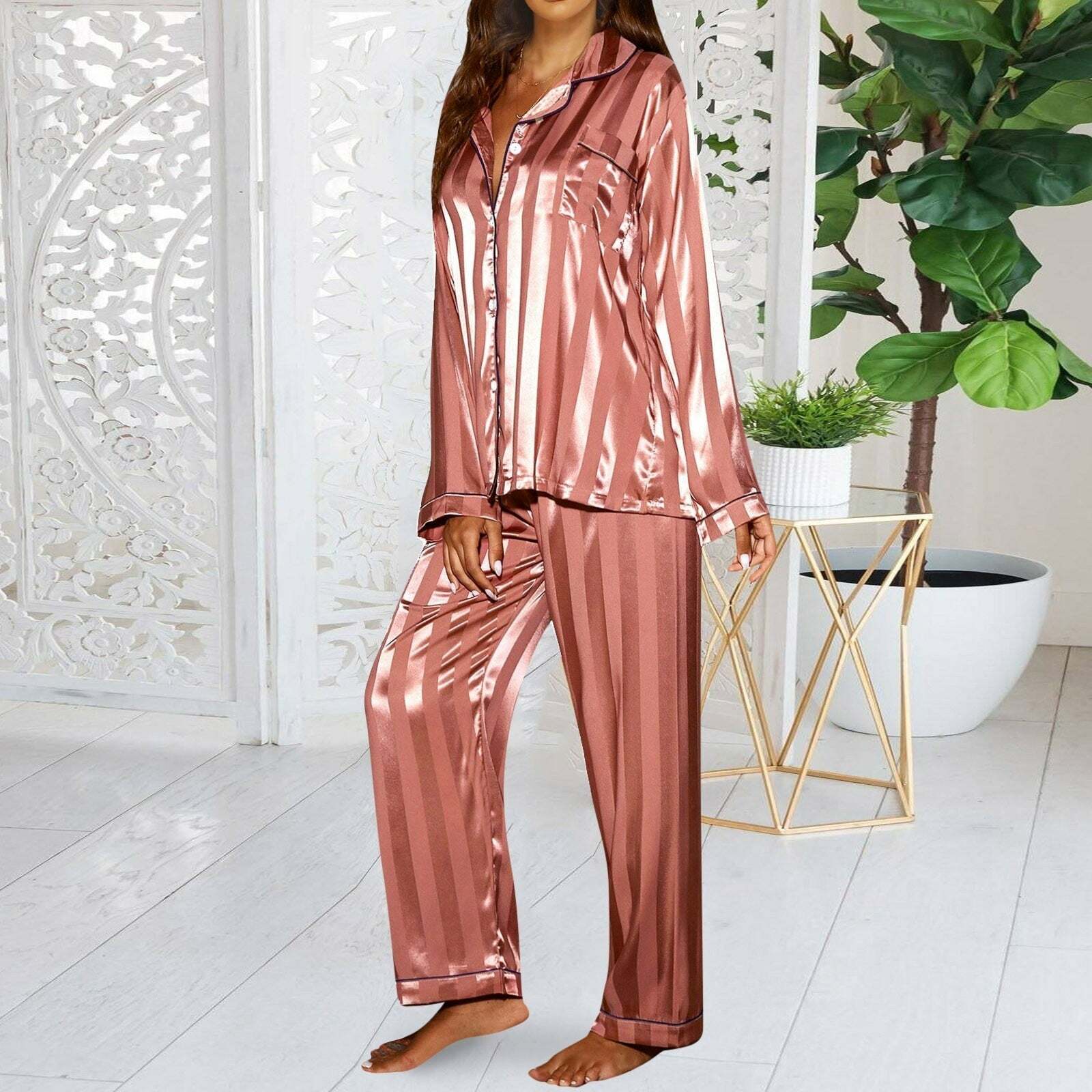 Y2K Coquette Aesthetic Ice Silk Satin Pajamas Set - Cute & Comfy Sleepwear for Dreamy Nights