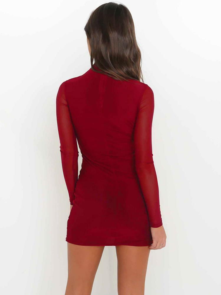 Y2K Coquette Aesthetic Mesh Sleeve Bodycon Dress - Cute Grunge Style for Aesthetic Outfits