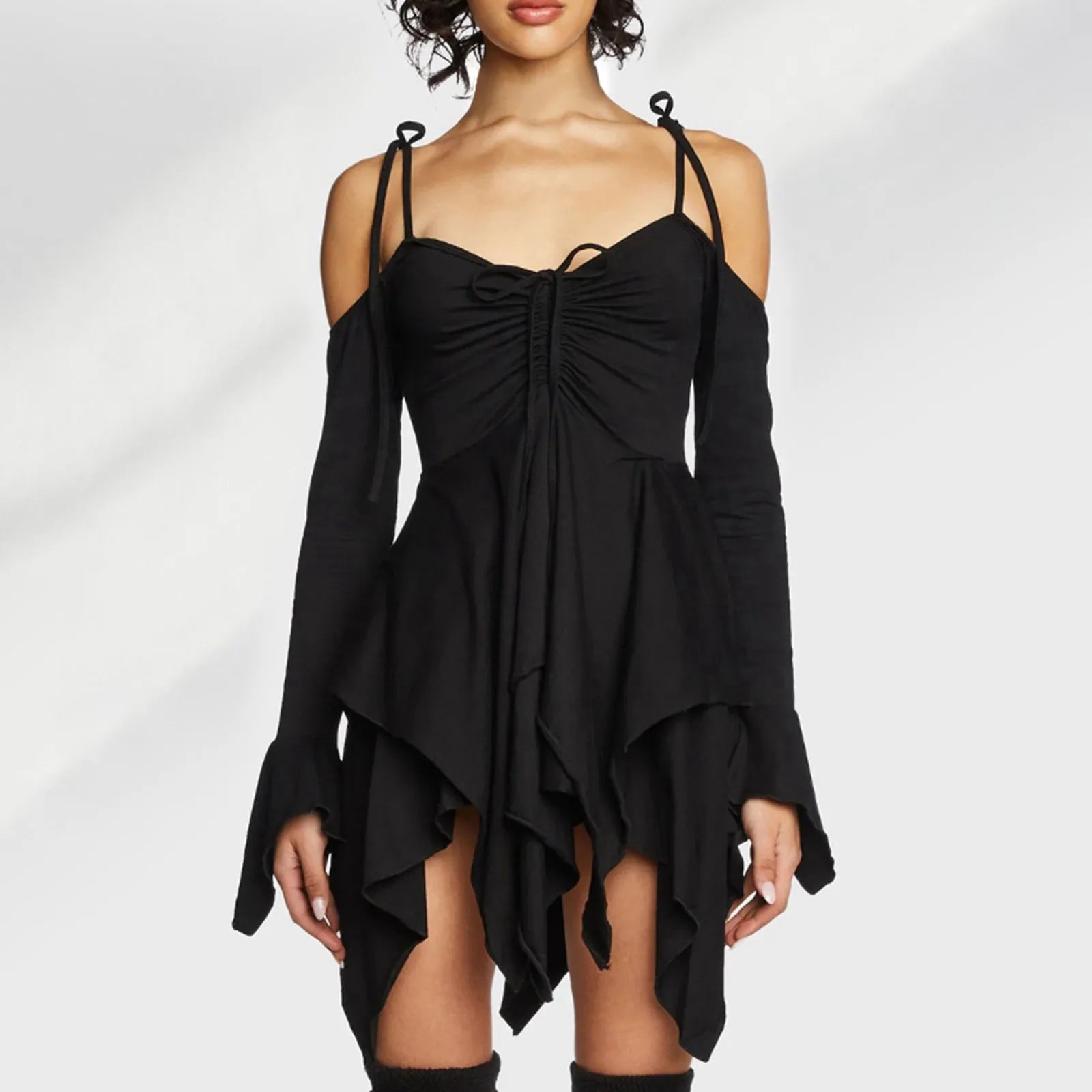 Y2K Coquette Aesthetic Off-Shoulder Ruffle Dress - Cute Summer 2024 Fashion Statement