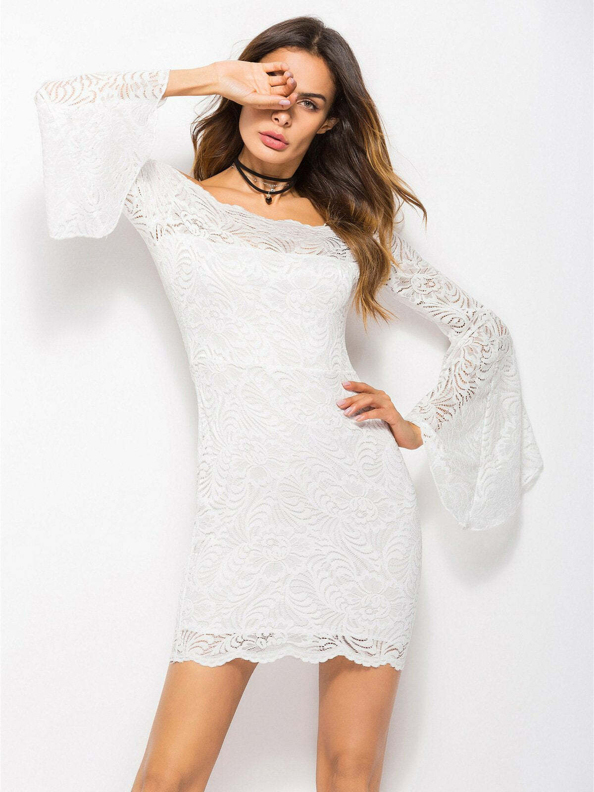 Y2K Coquette Aesthetic Off-The-Shoulder Lace Dress for Cute and Comfy Style