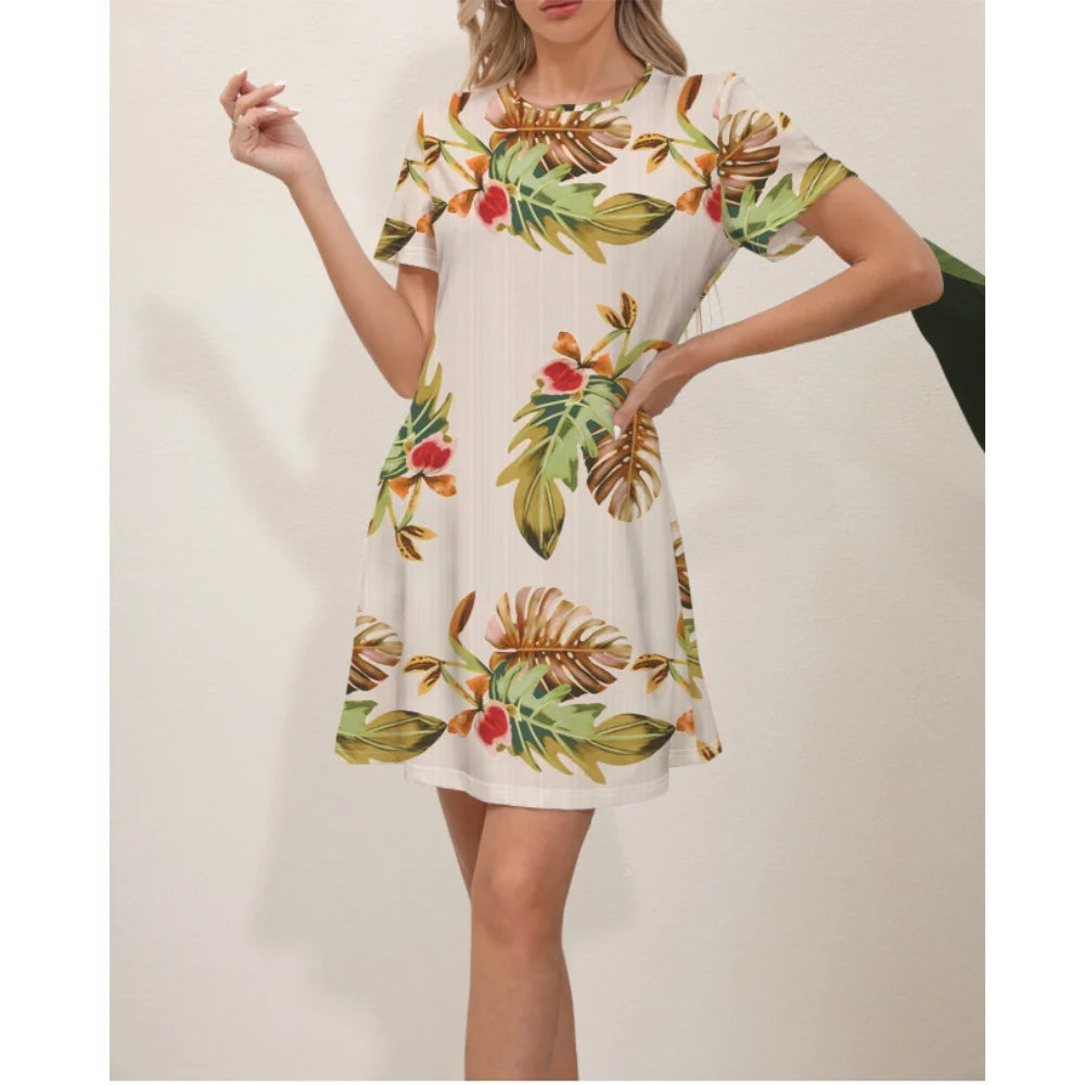 Y2K Coquette Aesthetic Slim Fit Mini Dress - Cute Floral Round Neck for Trendy Outfits