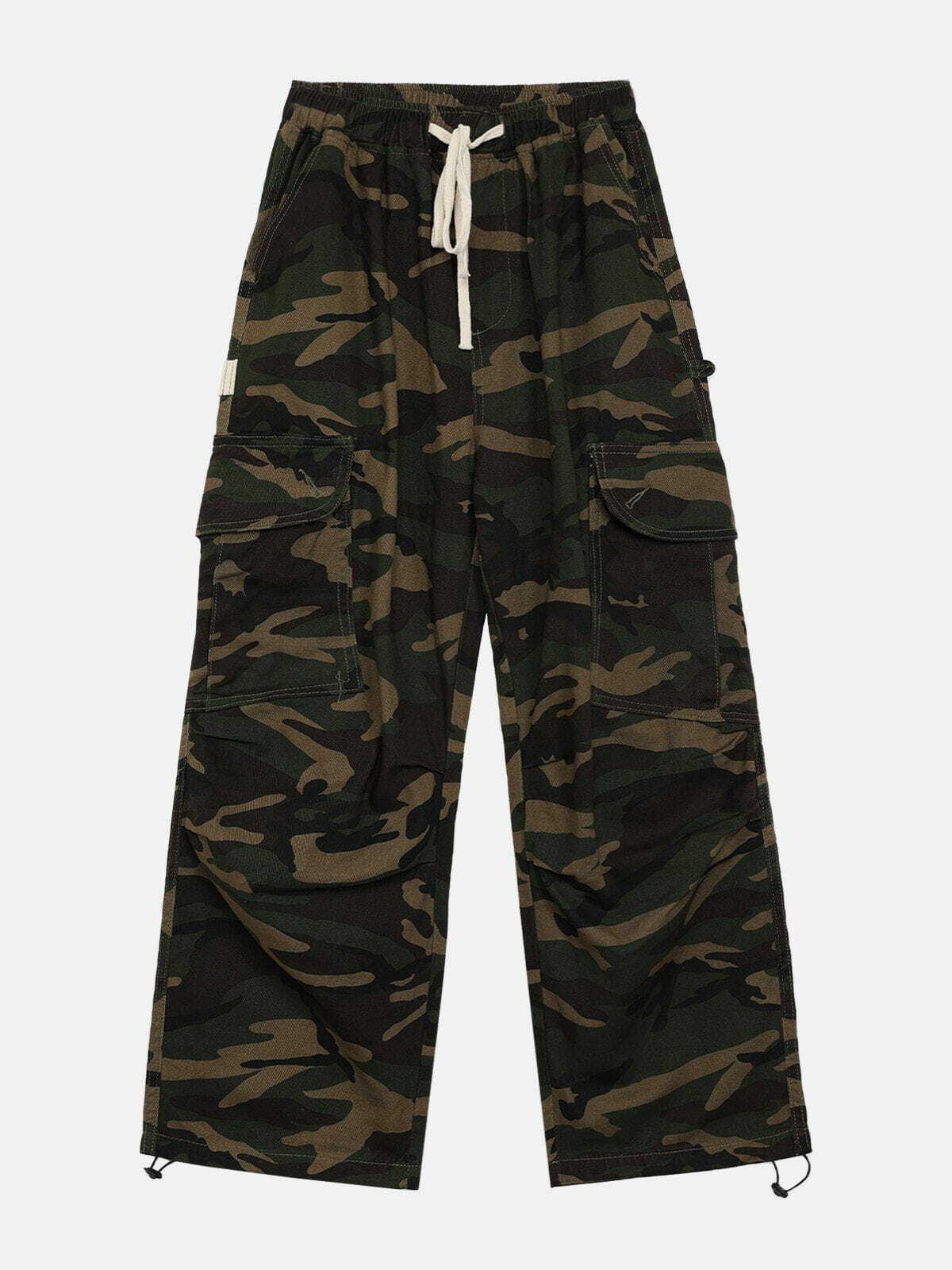 Y2K Fashion Camouflage Cargo Pants - Grunge Aesthetic Bind Feet Style for Trendy Looks