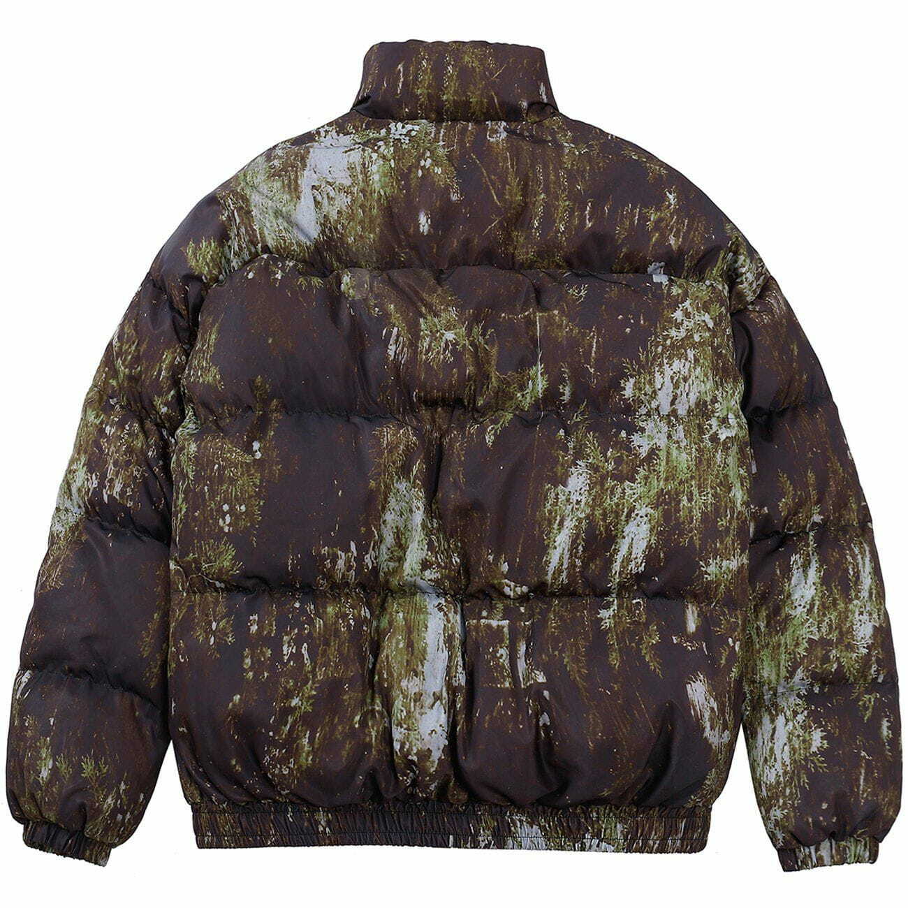 Y2K Fashion Camouflage Winter Coat with Letter Embroidery - Trendy Grunge Aesthetic Outerwear