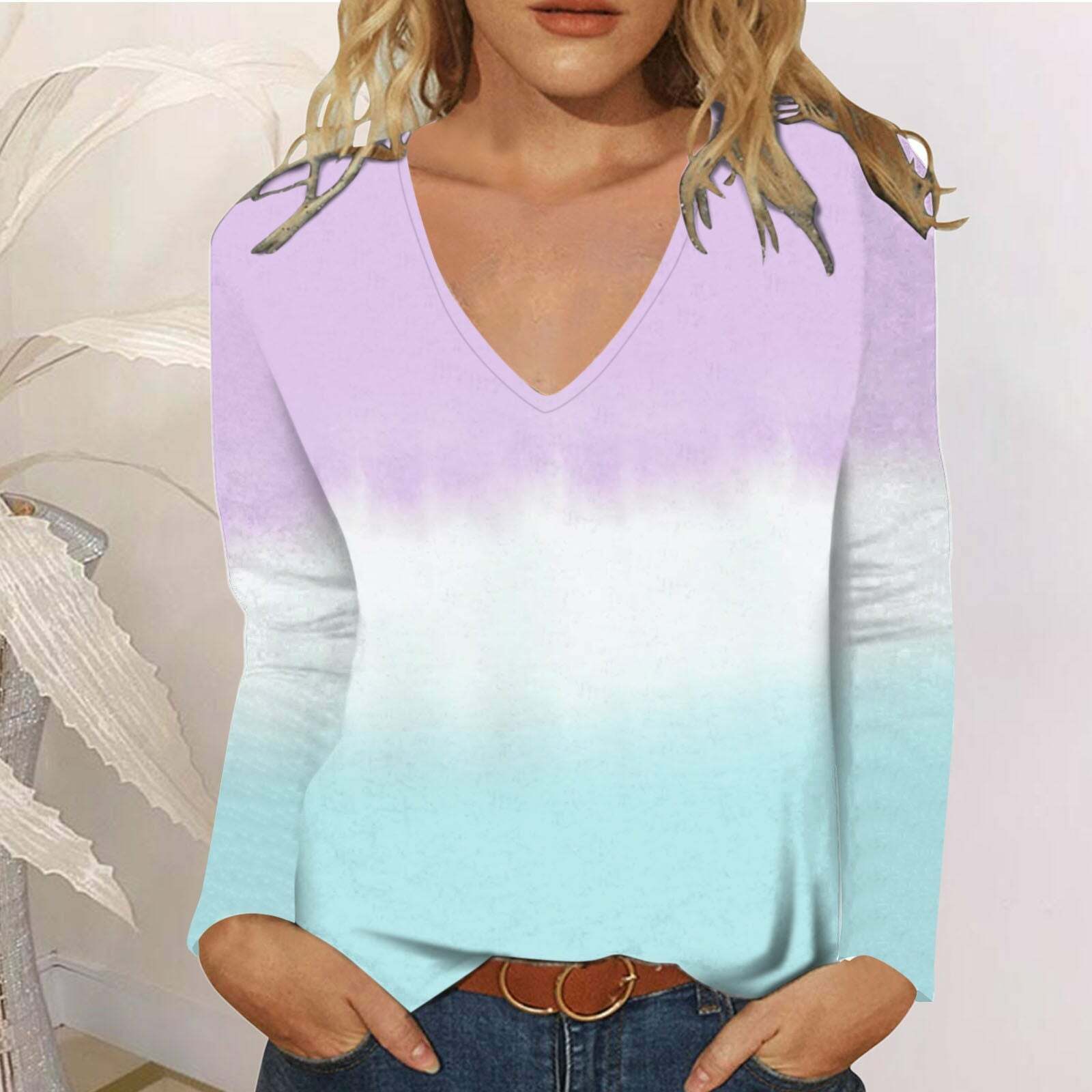 Y2K Fashion Casual Long Sleeve V-Neck Tee - Cute Pastel Goth & Grunge Aesthetic Top