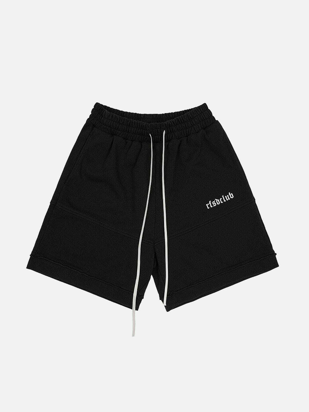 Y2K Fashion Embroidery Letter Drawstring Shorts - Cute Comfy Aesthetic Bottoms