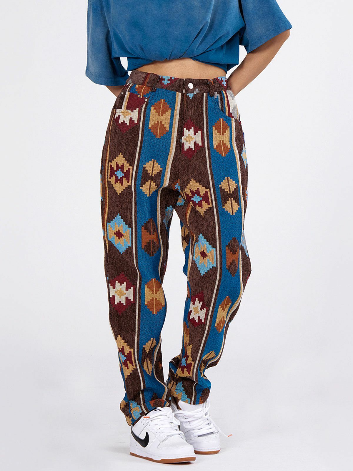 Y2K Fashion Ethnic Embroidery Pants - Cute Aesthetic Bottoms for Coquette & Grunge Styles