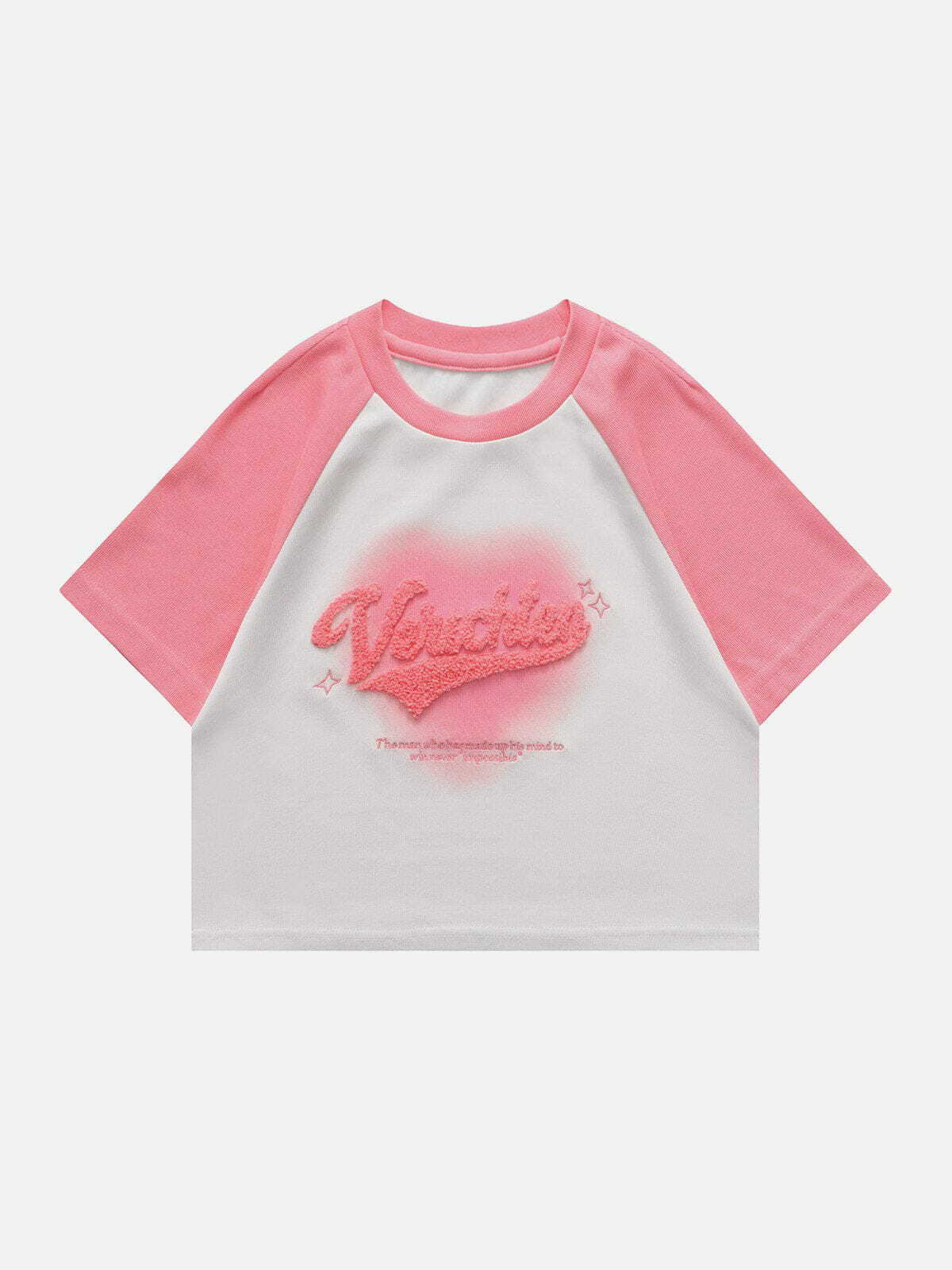 Y2K Fashion Flocking Raglan Tee - Cute Tops for Coquette Aesthetic & Grunge Style