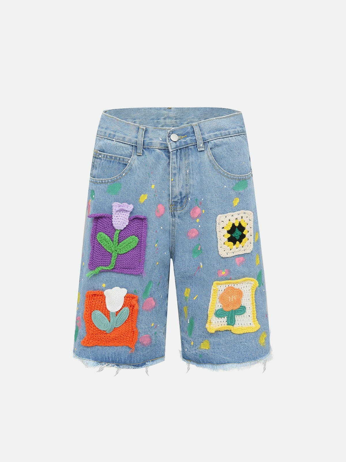 Y2K Fashion Flowers Patchwork Shorts - Cute Aesthetic Summer Style for Trendy Outfits