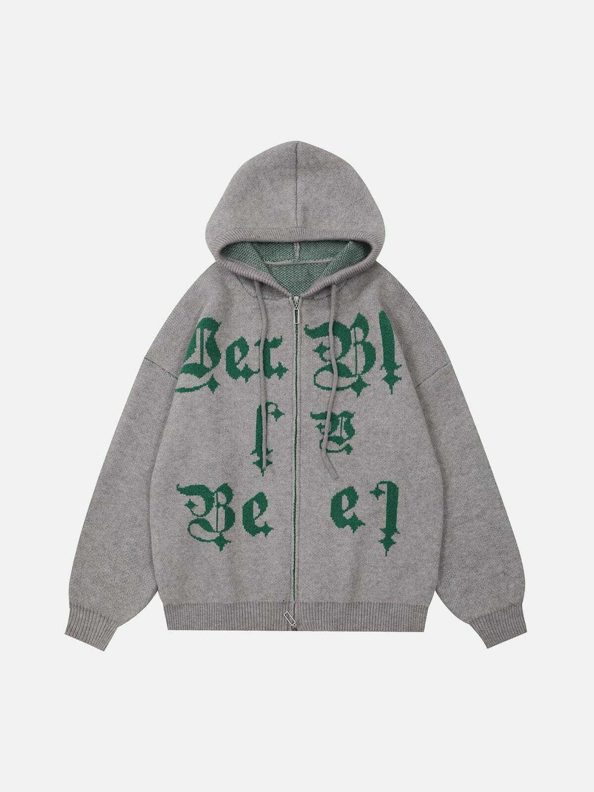 Y2K Fashion Letter Embroidery Hoodie - Cute Comfy Aesthetic for Grunge & Coquette Styles