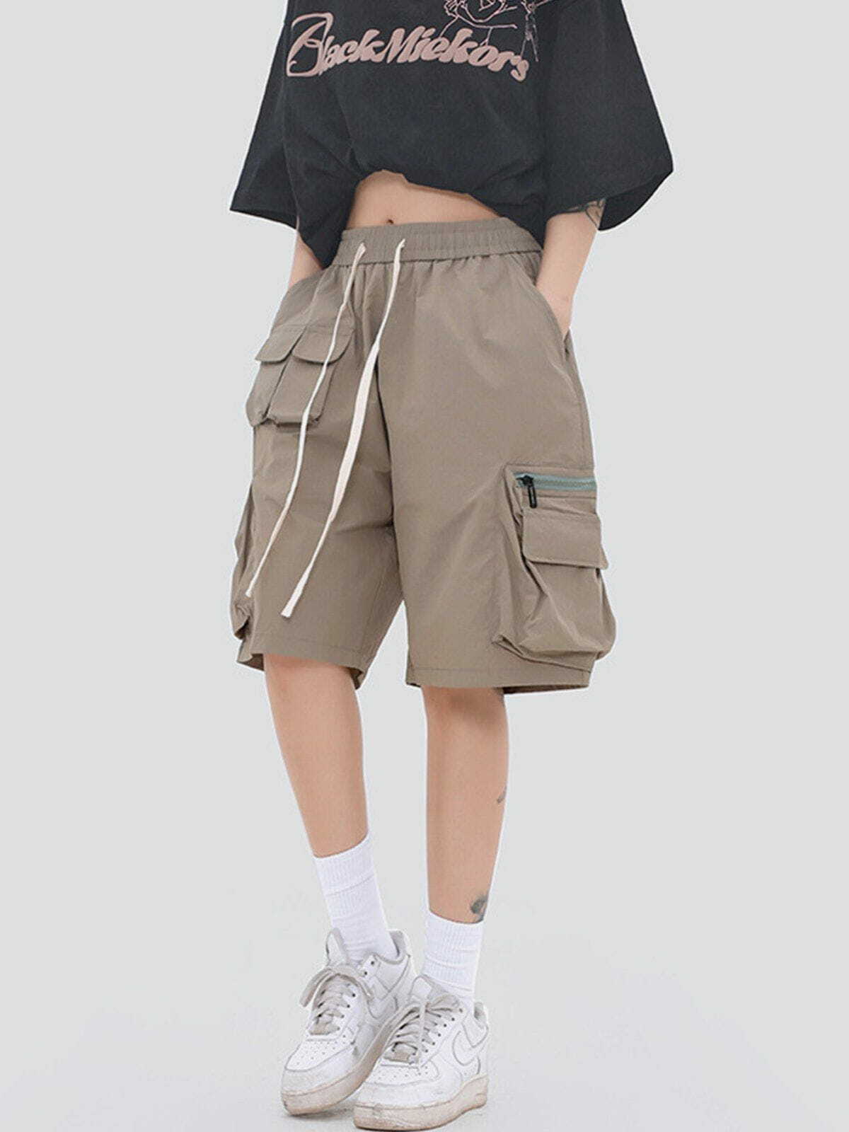 Y2K Fashion Multi-Pocket Drawstring Shorts for Grunge Aesthetic & Coquette Style