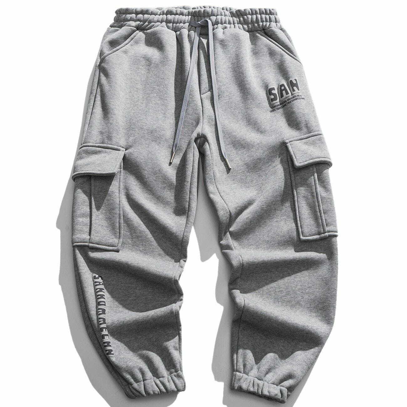 Y2K Fashion Multi-Pocket Joggers: Grunge Aesthetic Cargo Pants for Comfy, Cute Outfits