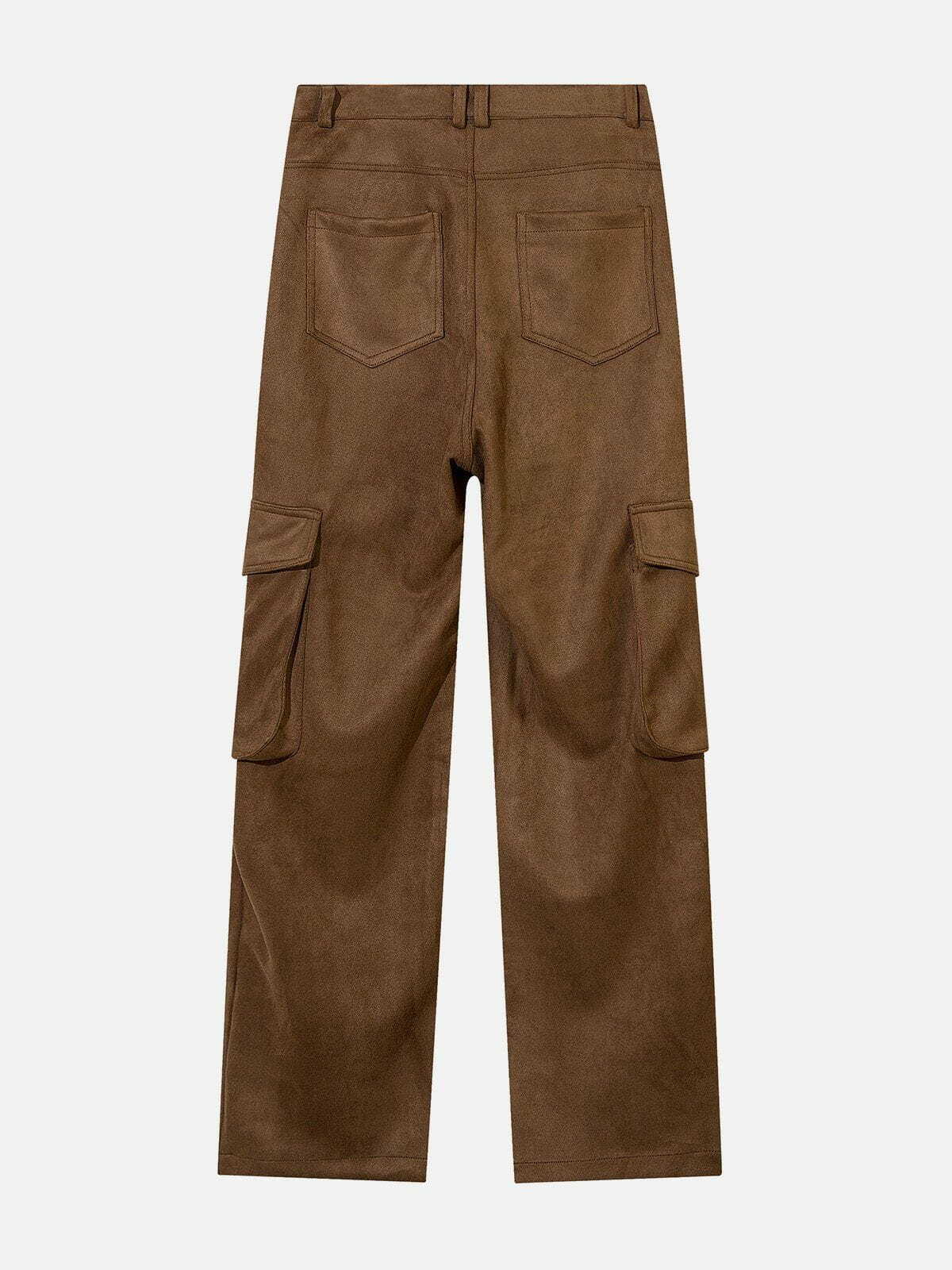 Y2K Fashion Multi-Pocket Suede Cargo Pants for Grunge Aesthetic & Coquette Style