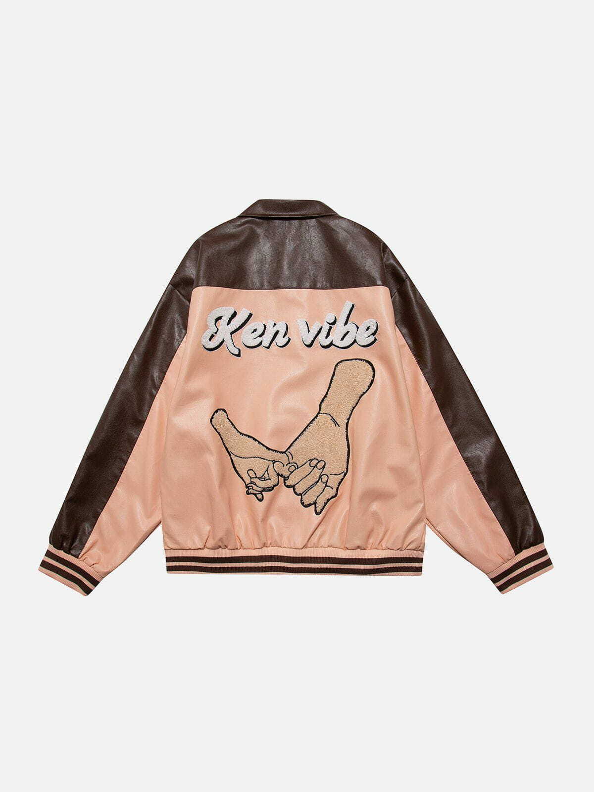 Y2K Fashion Patchwork Flocked Letters PU Jacket - Grunge Aesthetic & Coquette Style