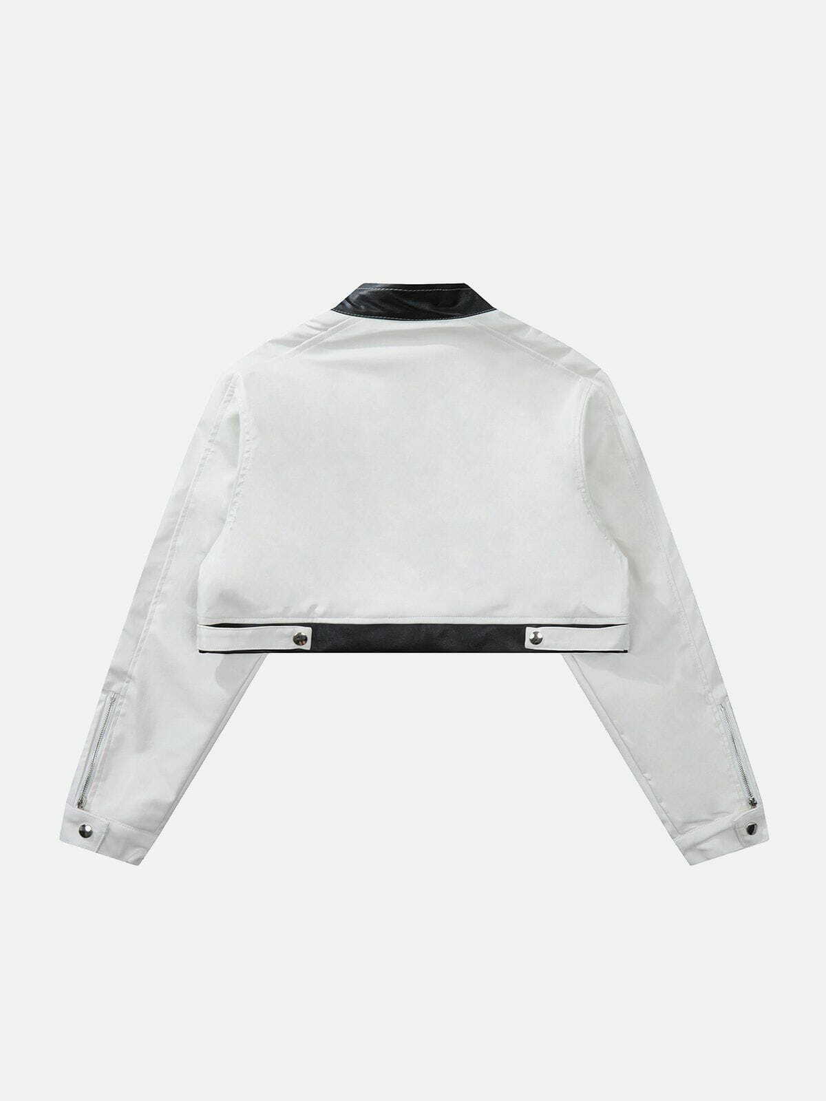 Y2K Fashion Pu Leather Crop Motorcycle Jacket - Grunge Aesthetic & Coquette Style Essential