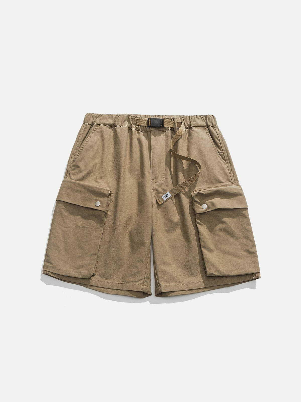 Y2K Fashion Solid Large Pocket Belted Cargo Shorts - Grunge Aesthetic & Coquette Style