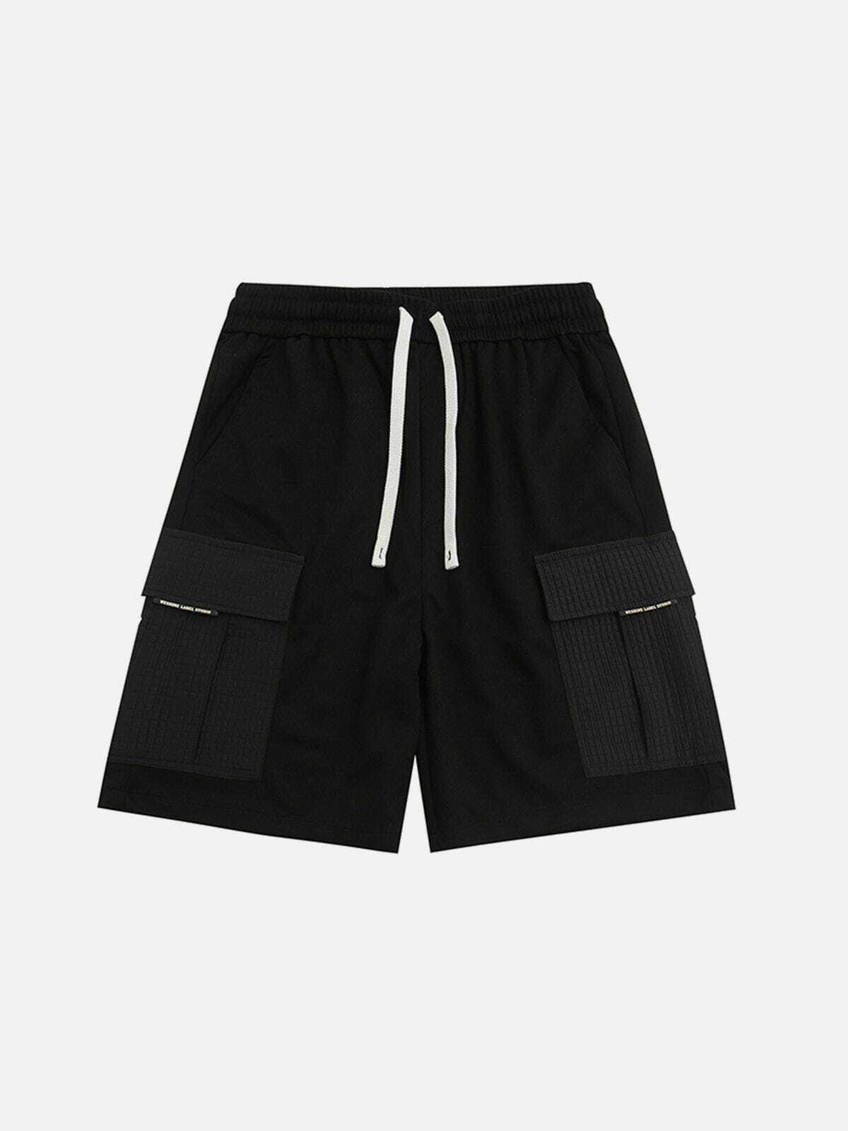 Y2K Fashion Solid Large Pocket Shorts - Comfy Cargo Style for Aesthetic Outfits