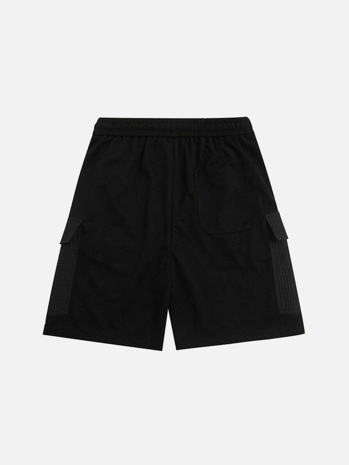 Y2K Fashion Solid Large Pocket Shorts - Comfy Cargo Style for Aesthetic Outfits