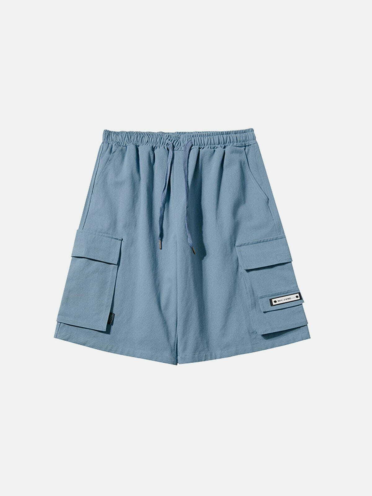 Y2K Fashion Solid Large Pocket Shorts - Comfy Cargo Style for Aesthetic Outfits