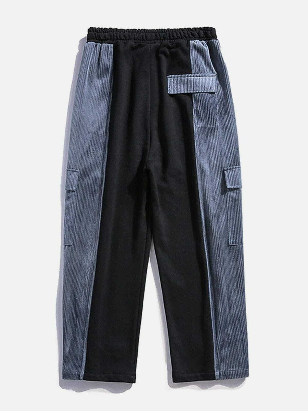 Y2K Fashion Splicing Velcro Corduroy Pants - Grunge Aesthetic & Coquette Style Essential