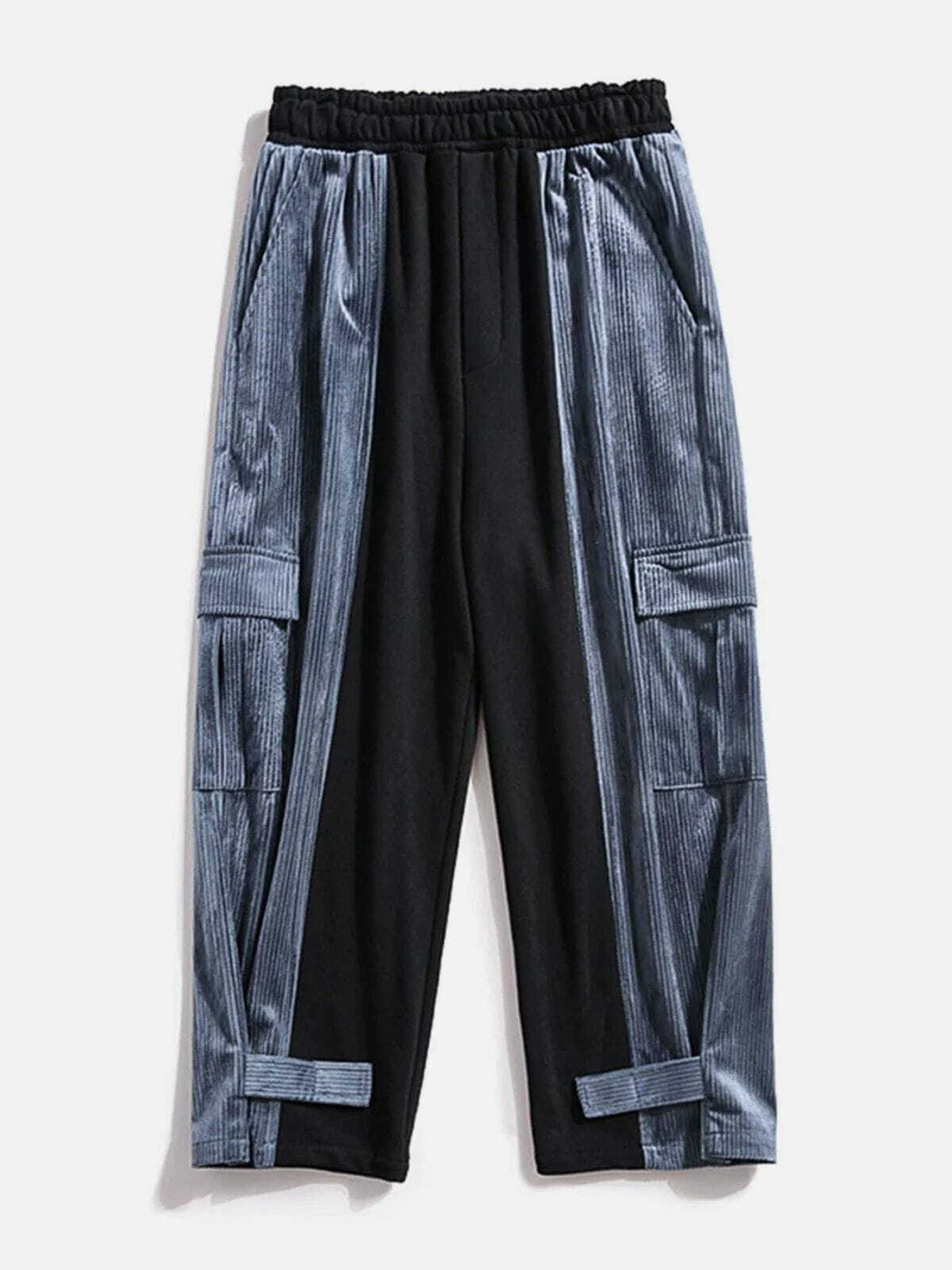 Y2K Fashion Splicing Velcro Corduroy Pants - Grunge Aesthetic & Coquette Style Essential