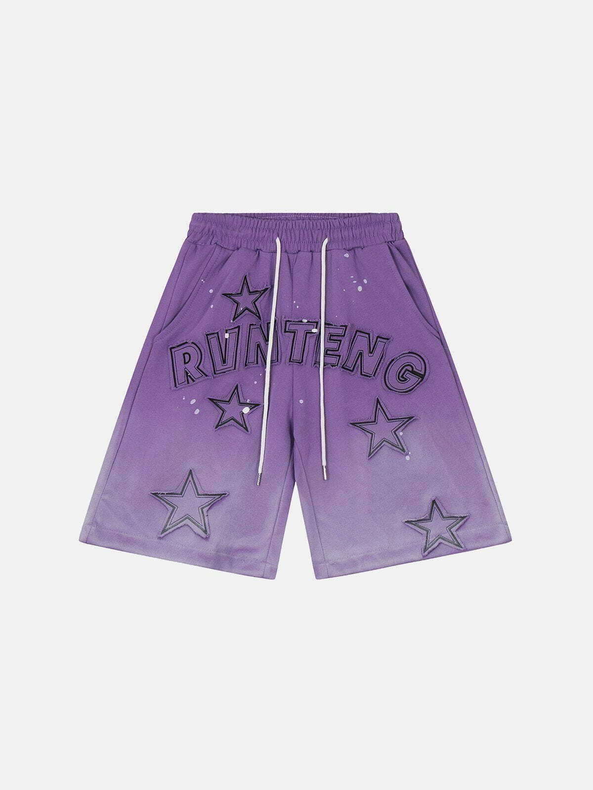 Y2K Fashion Star Applique Embroidery Shorts - Cute Grunge Aesthetic Summer Style