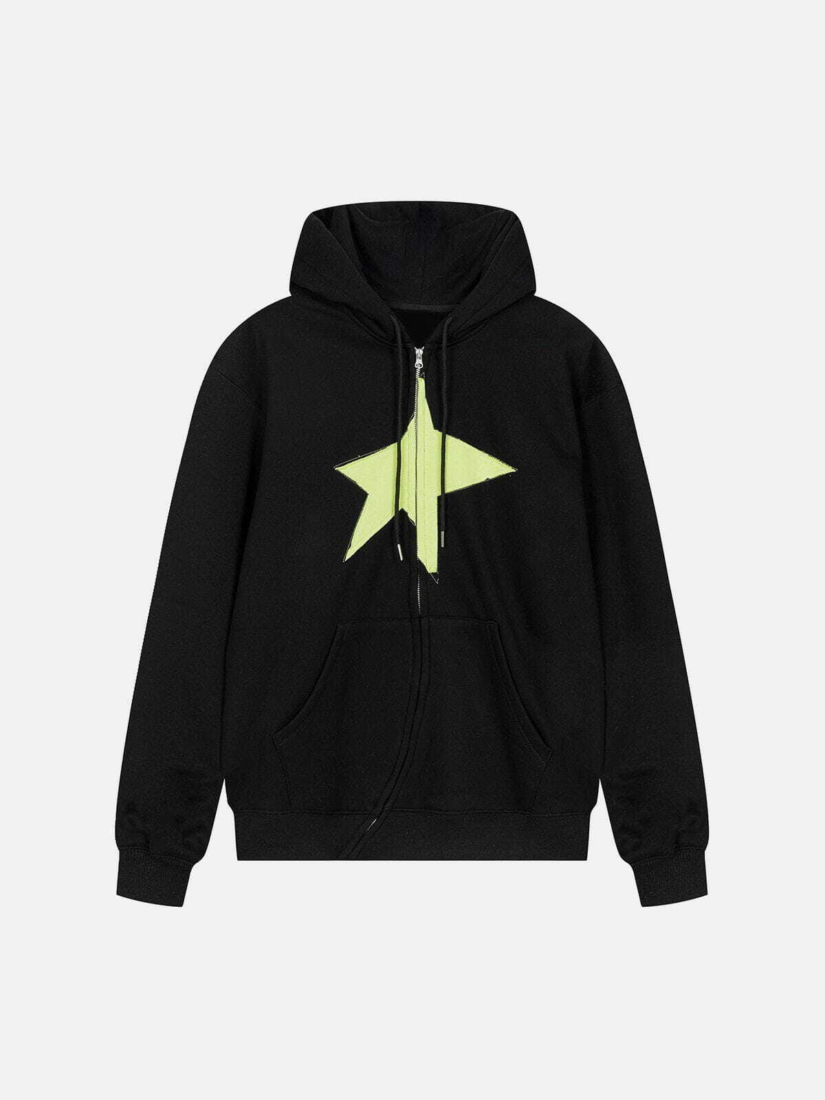 Y2K Fashion Star Quilting Zipped Hoodie - Cute Aesthetic Layer for Grunge & Coquette Styles