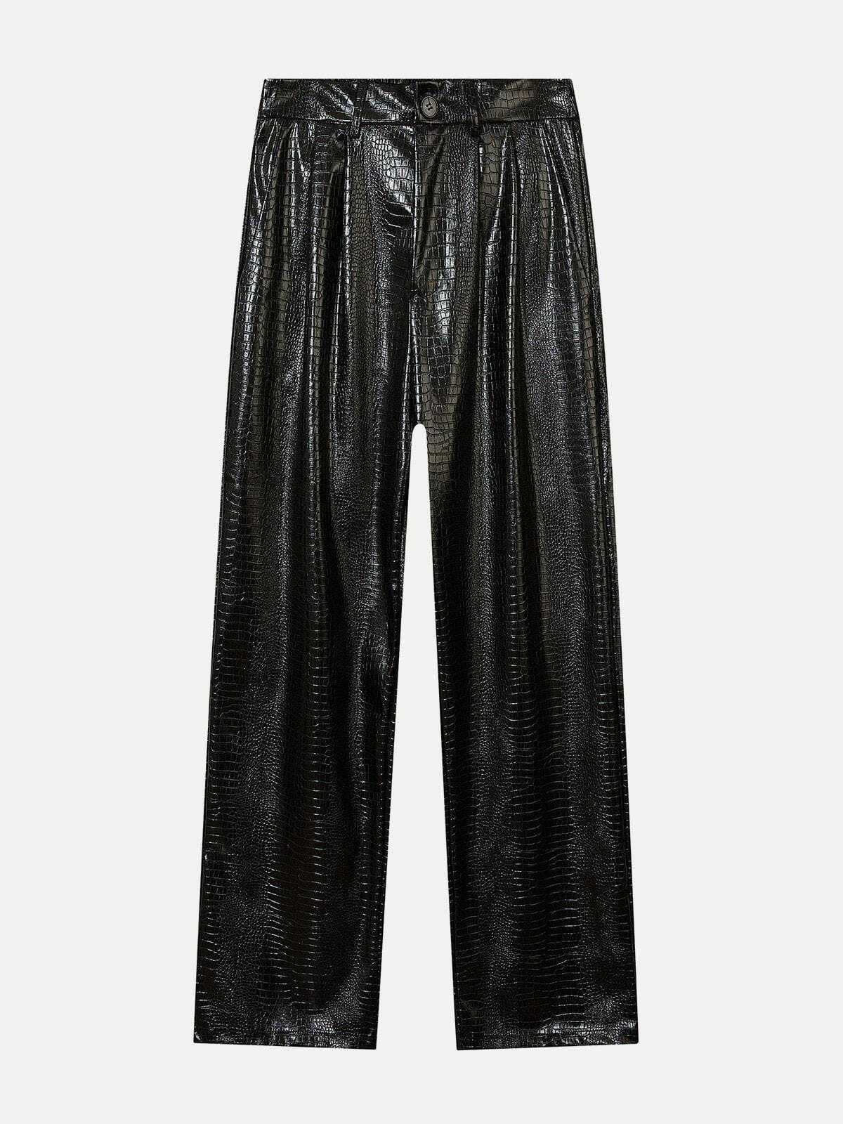 Y2K Fashion Straight Leather Pants - Grunge Aesthetic & Coquette Style Essential