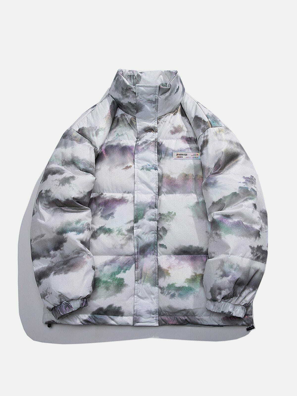 Y2K Fashion Tie Dye Camouflage Winter Coat - Comfy Aesthetic Outerwear for Cozy Vibes