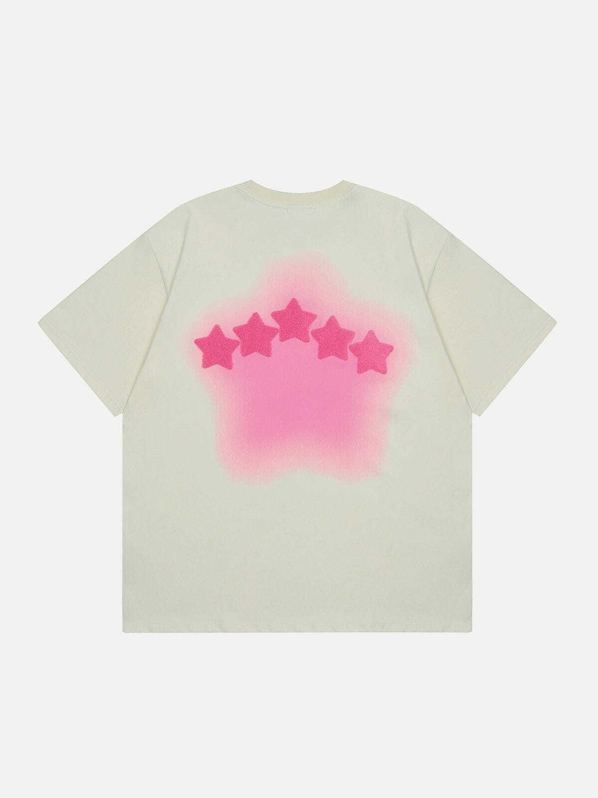 Y2K Fashion Tie Dye Flocked Star Tee - Cute Aesthetic Top for Grunge & Coquette Styles