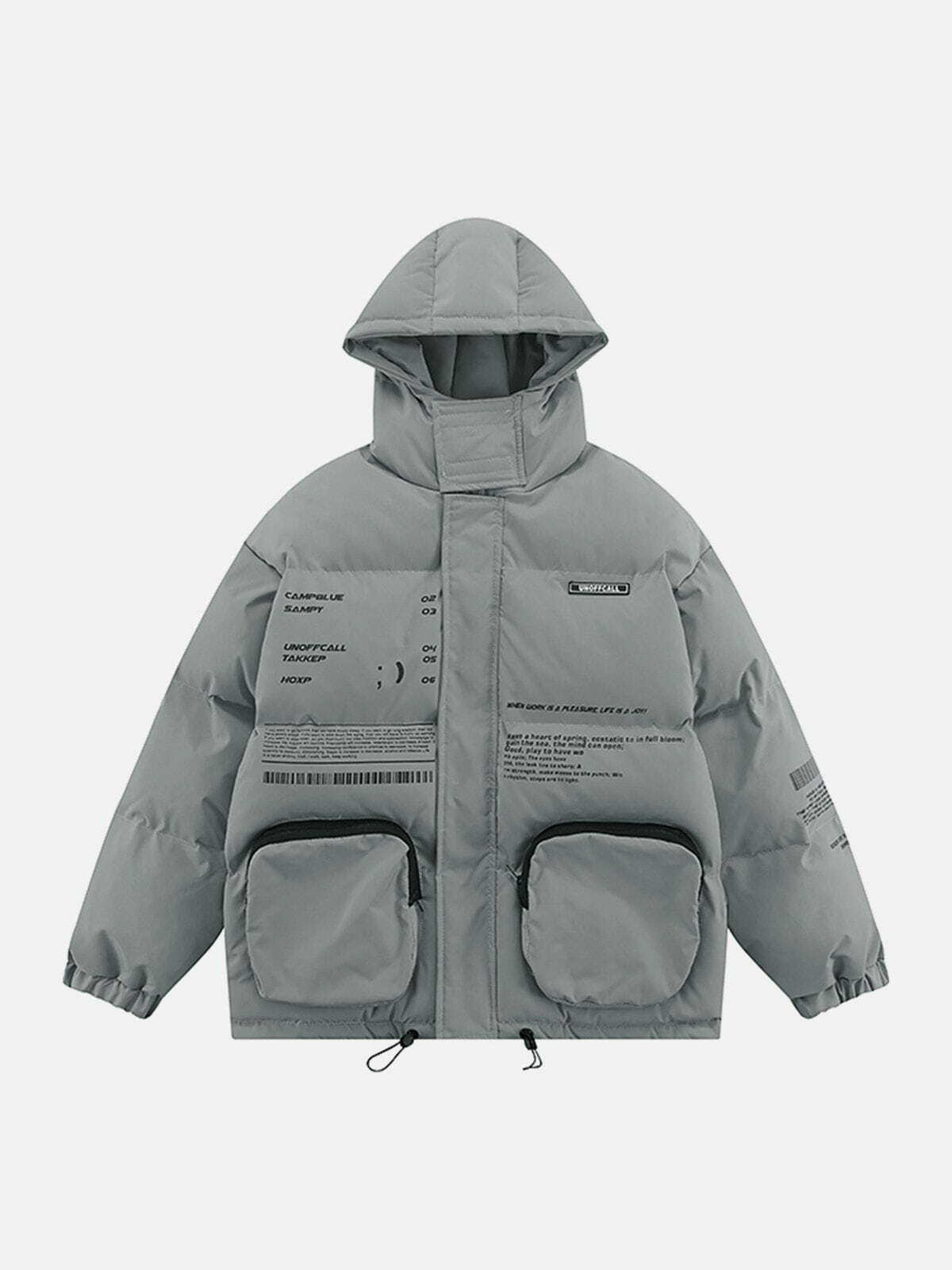 Y2K Fashion Winter Coat with Large Pockets - Comfy Cargo Style for Grunge Aesthetic