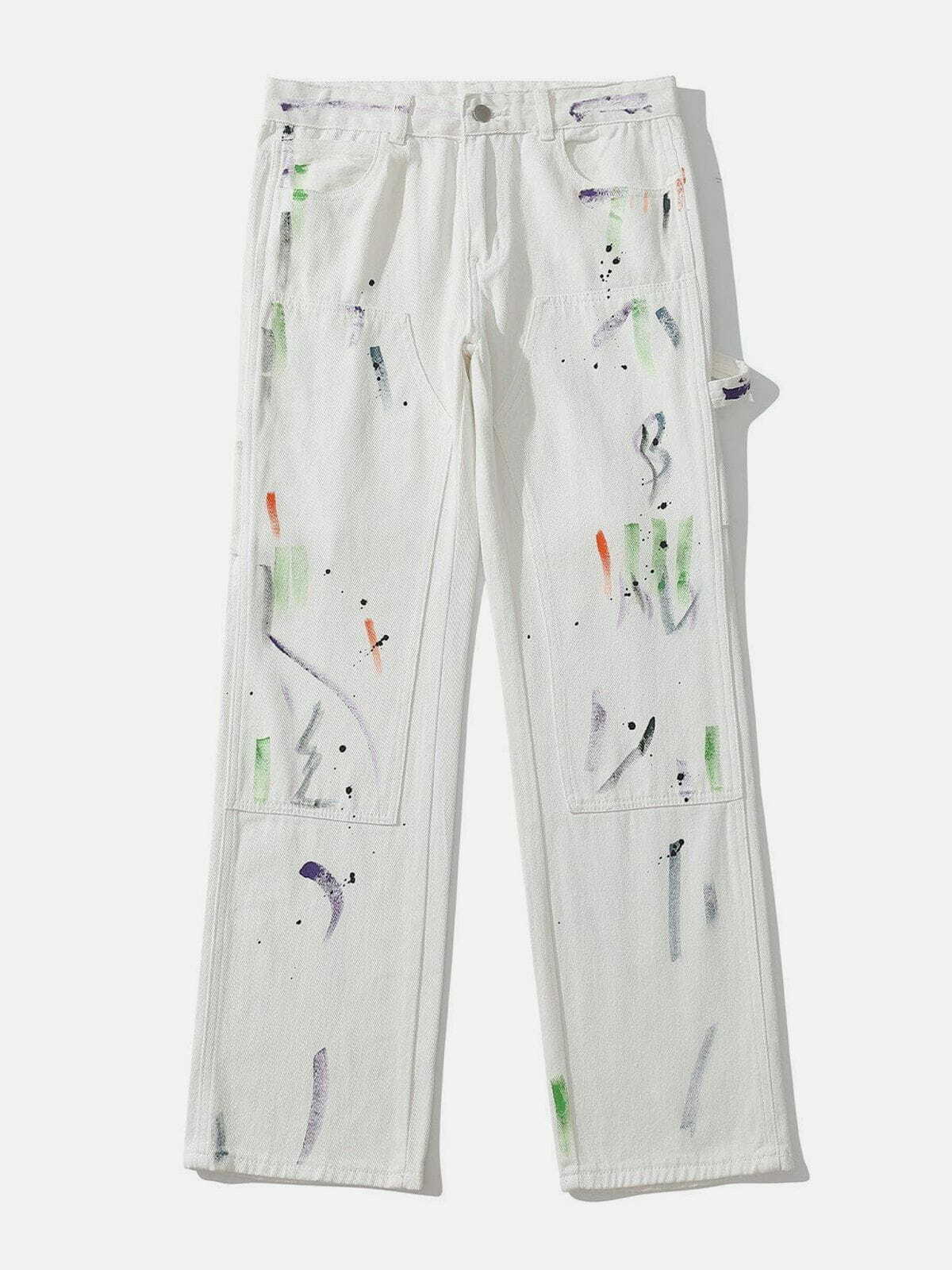 Y2K Graffiti Jeans: Trendy Grunge Style with Aesthetic Vibes for Unique Outfits