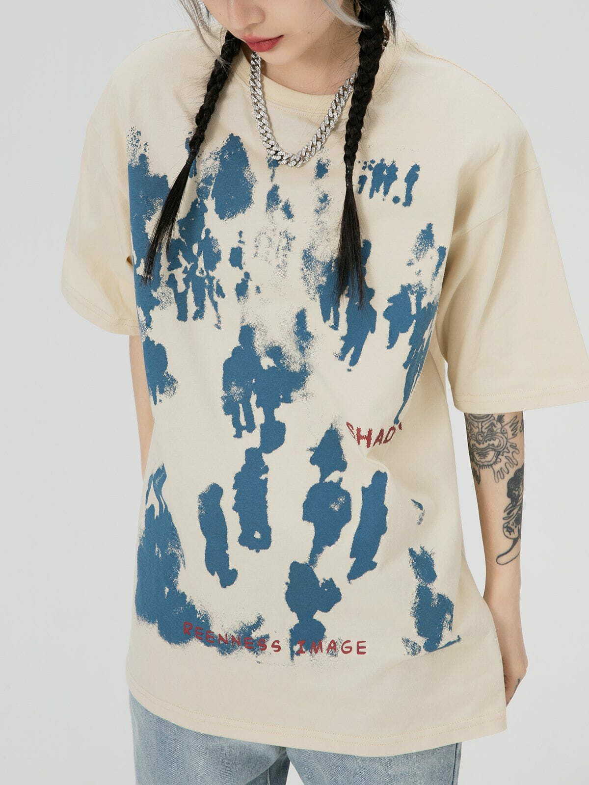 Y2K Graffiti Print Tee - Cute Aesthetic Top for Grunge, Coquette, and Pastel Goth Styles