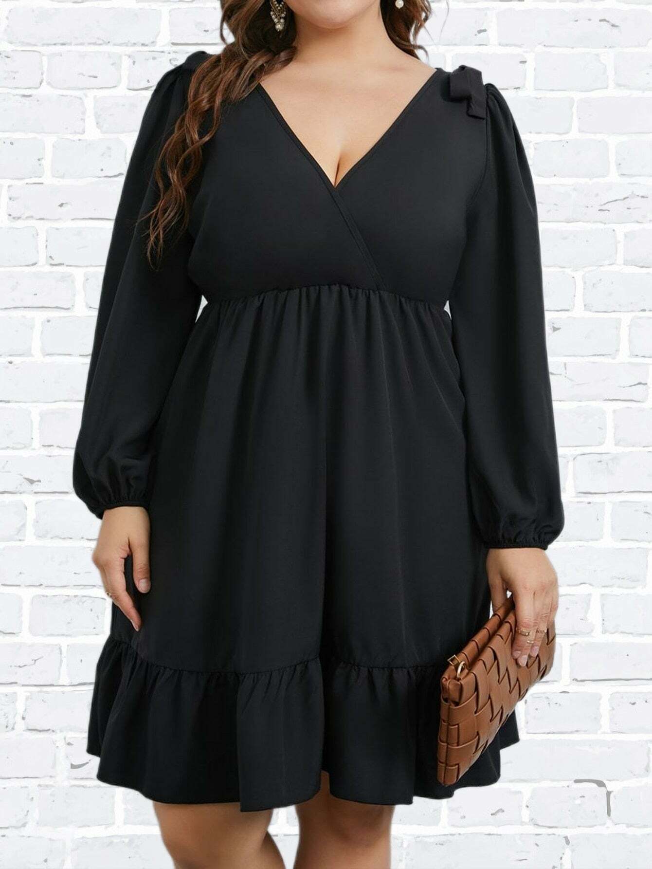 Y2K Grunge Aesthetic Long Sleeve V-Neck Casual Dress - Cute & Comfy for Every Occasion