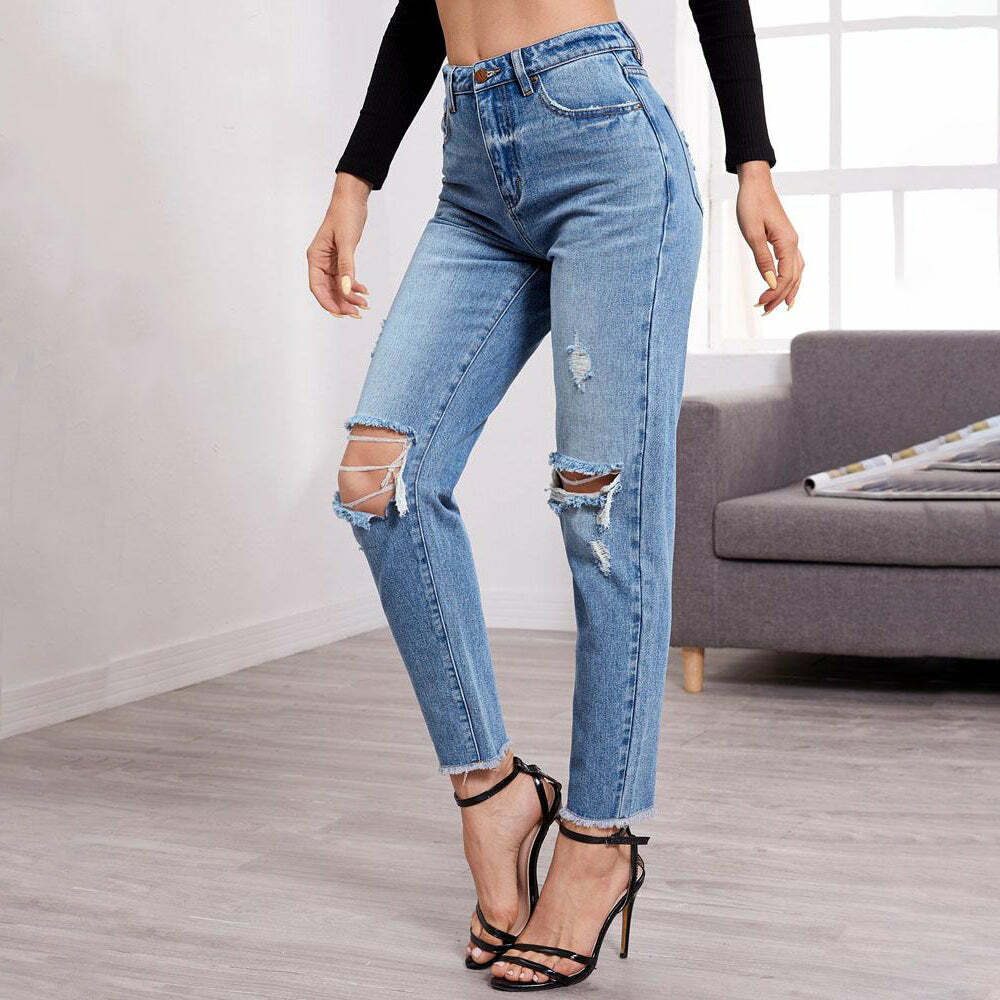 Y2K Grunge Aesthetic Women's Denim Jeans - Cute Cargo Style for Comfy Everyday Looks