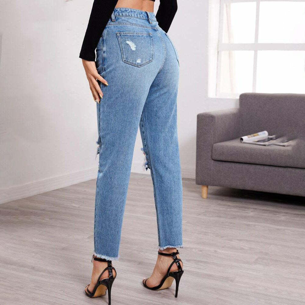 Y2K Grunge Aesthetic Women's Denim Jeans - Cute Cargo Style for Comfy Everyday Looks