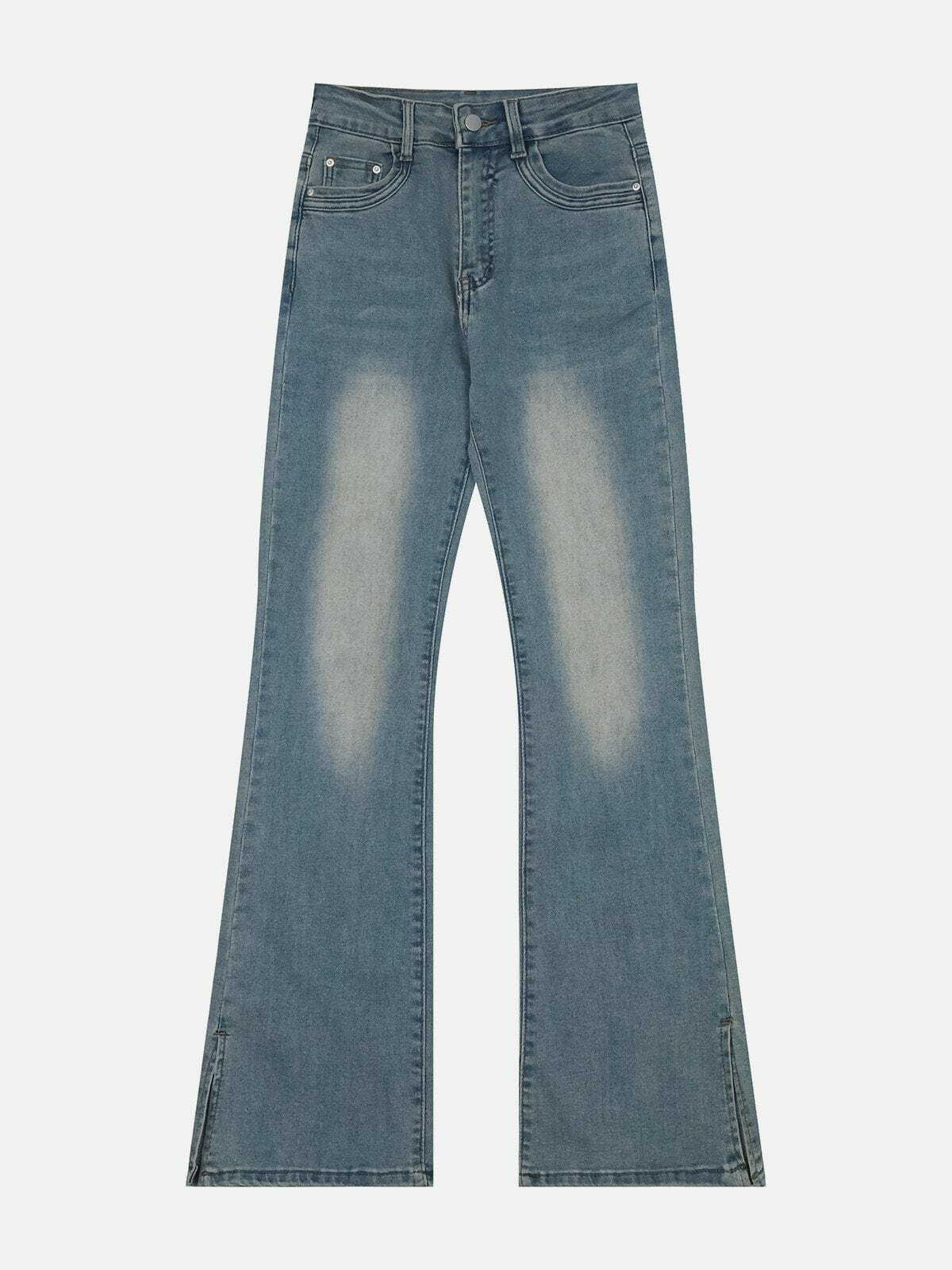 Y2K Grunge Style Flared Jeans - Vintage Aesthetic with Retro Edge for Trendy Outfits