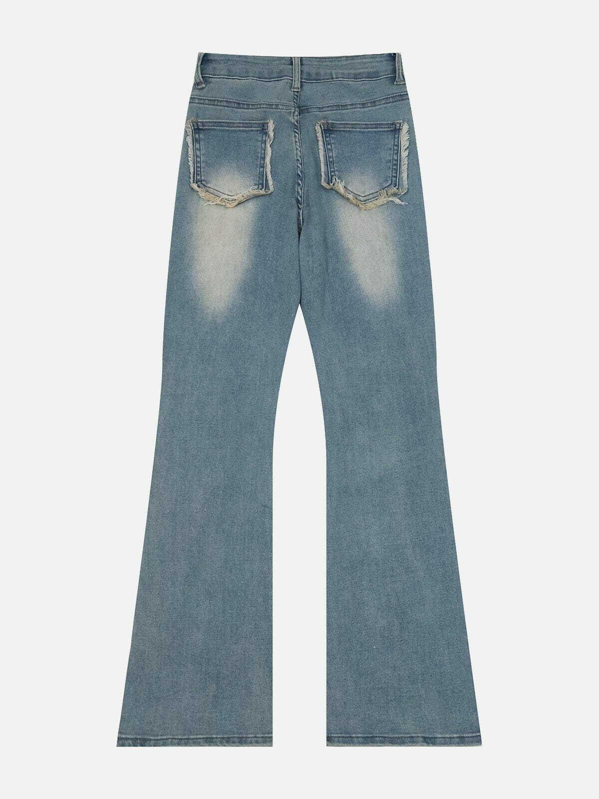 Y2K Grunge Style Flared Jeans - Vintage Aesthetic with Retro Edge for Trendy Outfits