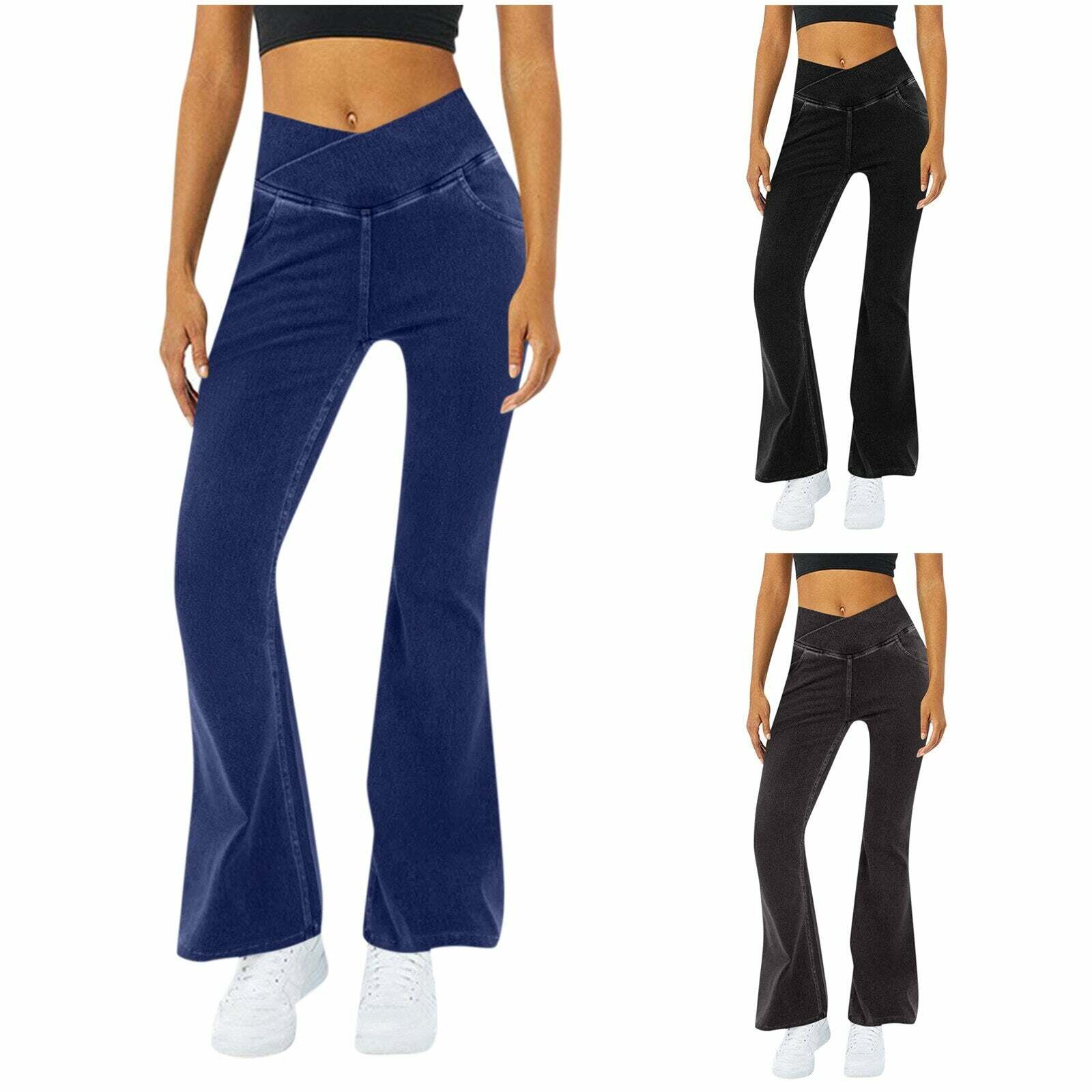 Y2K High Waist Casual Flare Pants - Comfy Grunge Aesthetic Bottoms for Cute Outfits